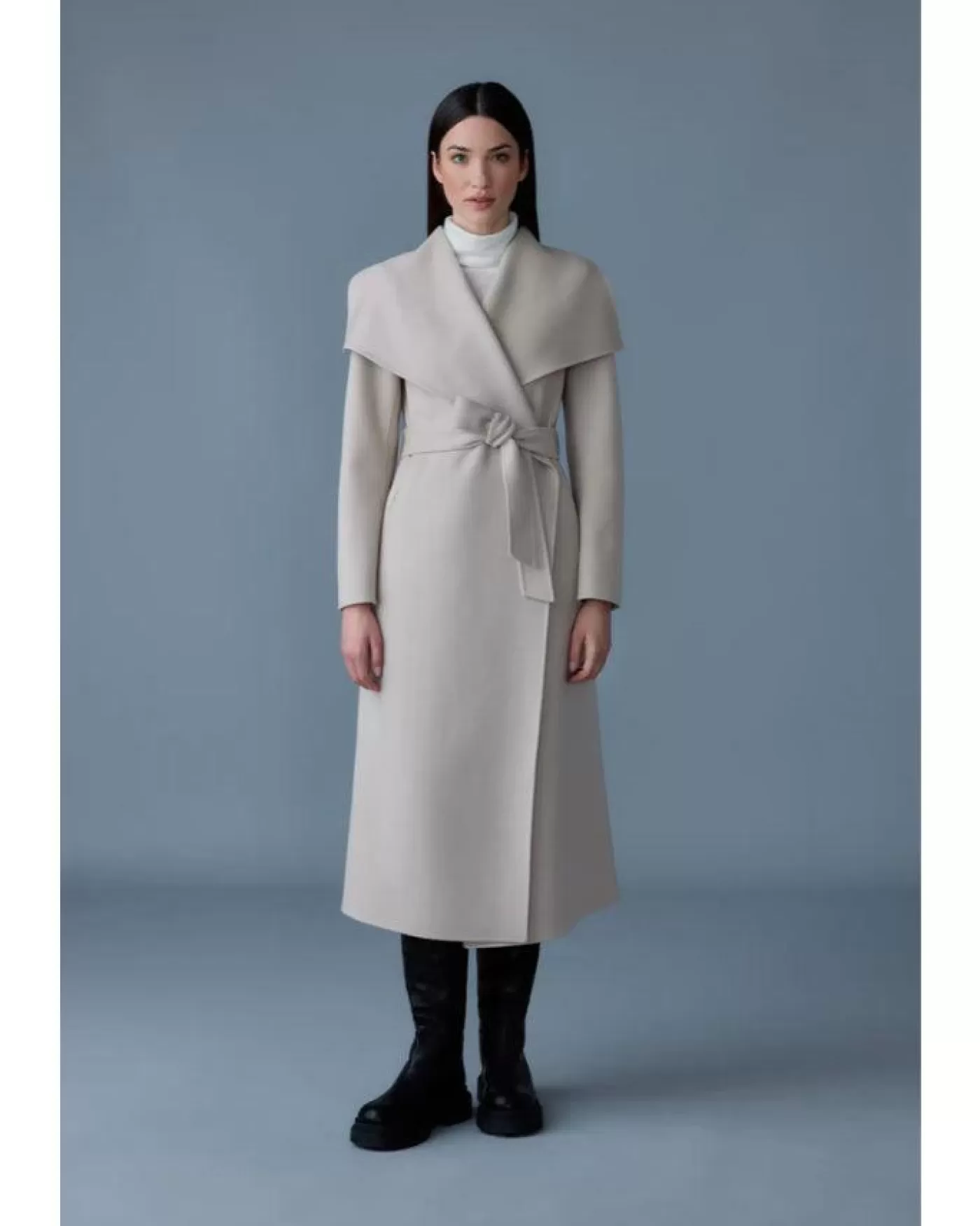 Mackage MAI-LST Double Face Wool Stripe Wrap Coat TRENCH Online