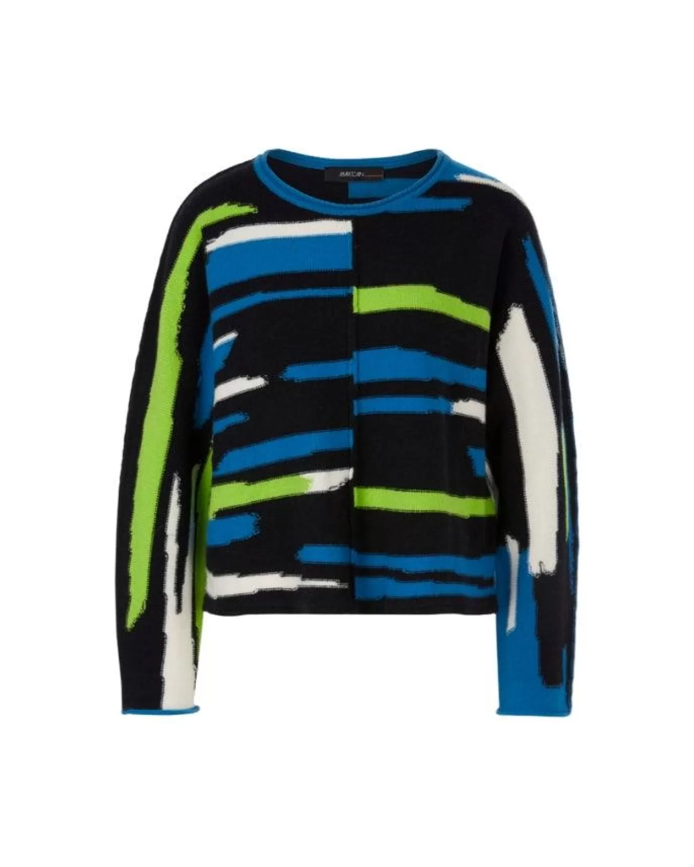 Marc Cain Asymmetric Stripe Pattern Sweater MidnightBlue Sale