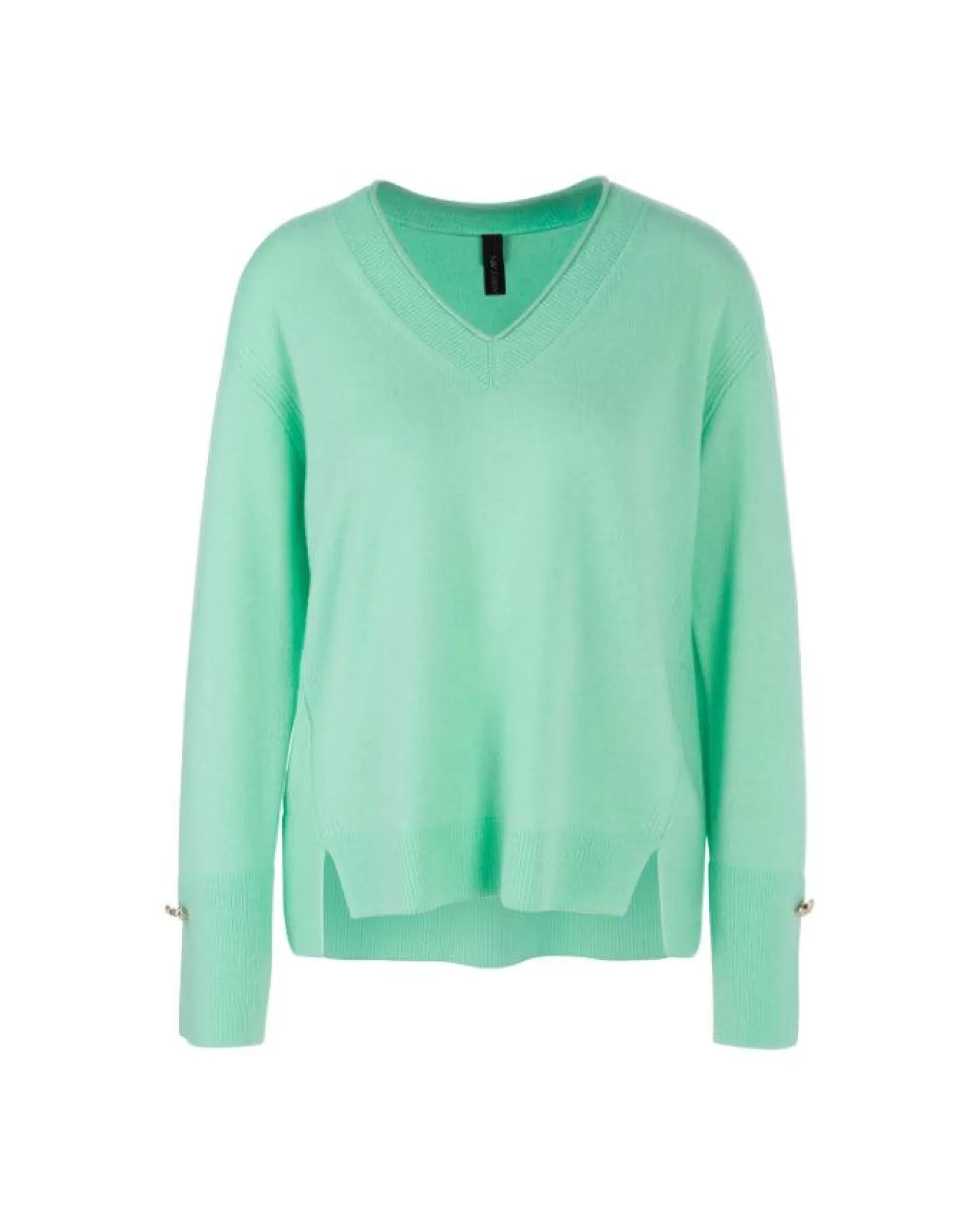 Marc Cain Cashmere Blend Slit Detail V-Neck Sweater MALACHITE Online