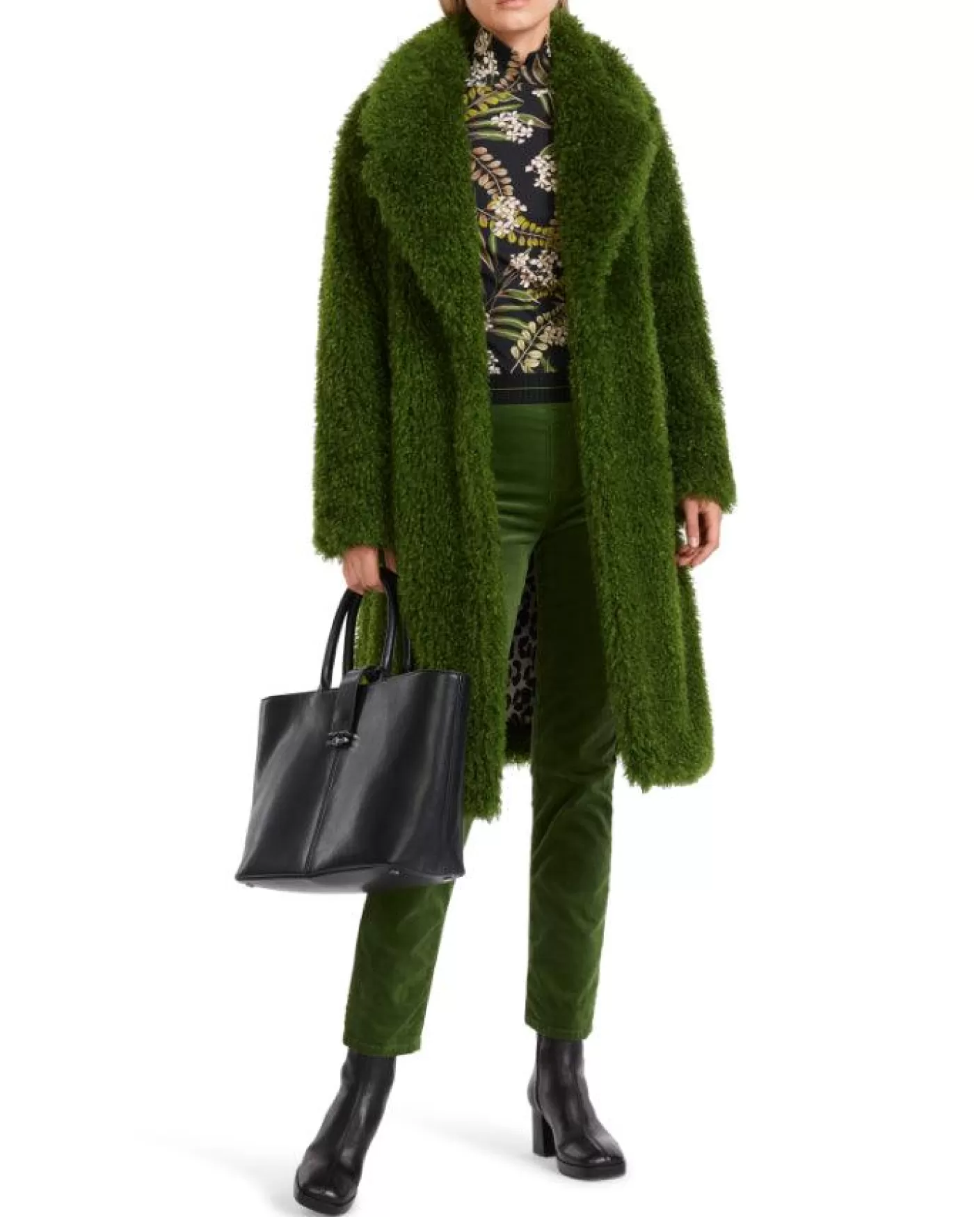 Marc Cain Curly Fun Faux Fur Coat ORIENTGREEN Sale