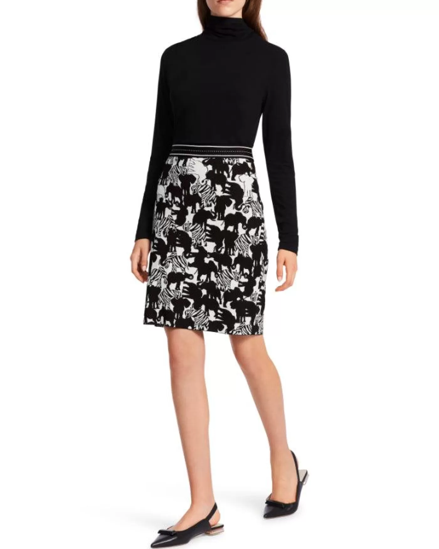 Marc Cain Elephant Print Pencil Skirt WHITE/BLACK Store