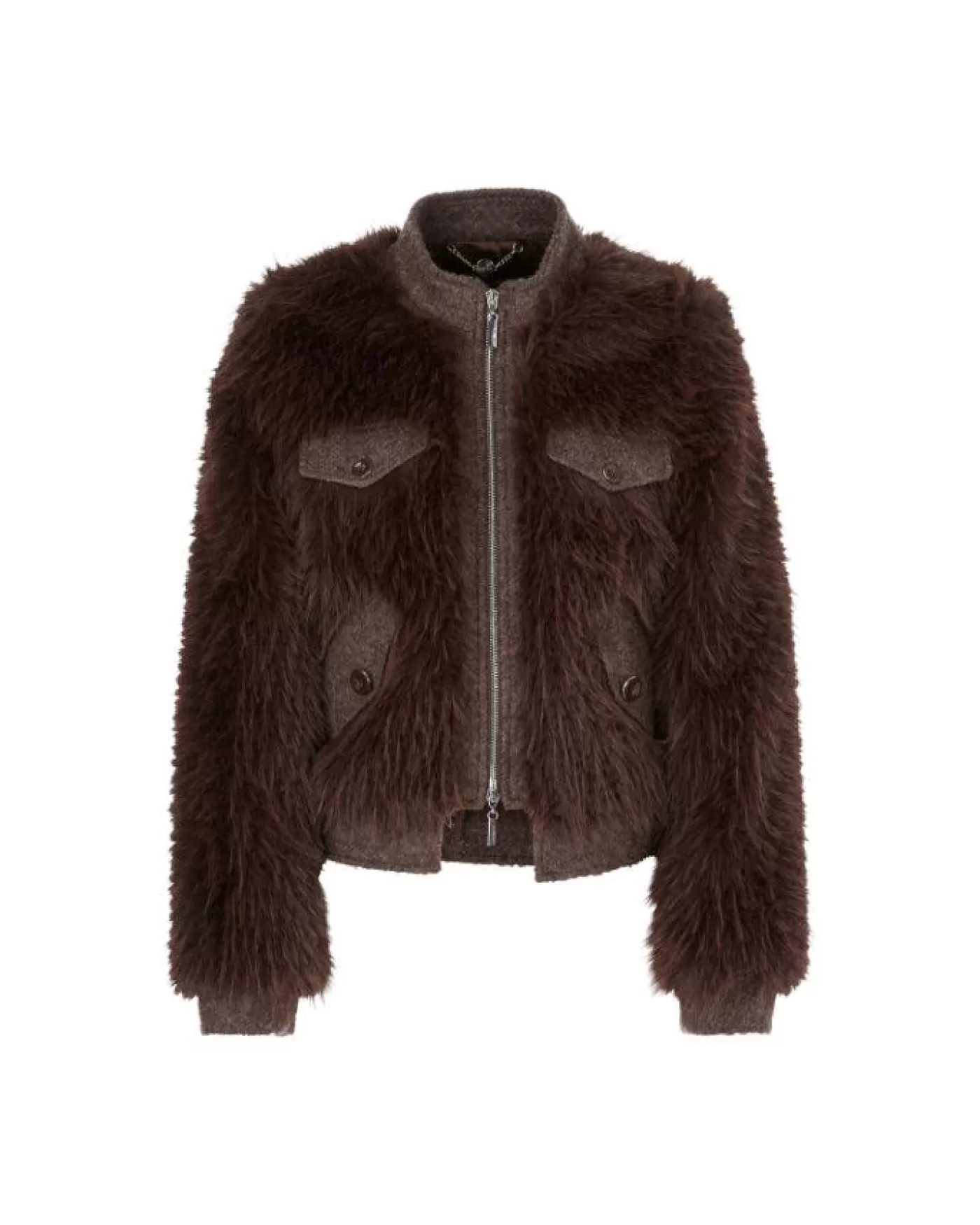 Marc Cain Fun Faux Fur Jacket DEEPWOOD Clearance