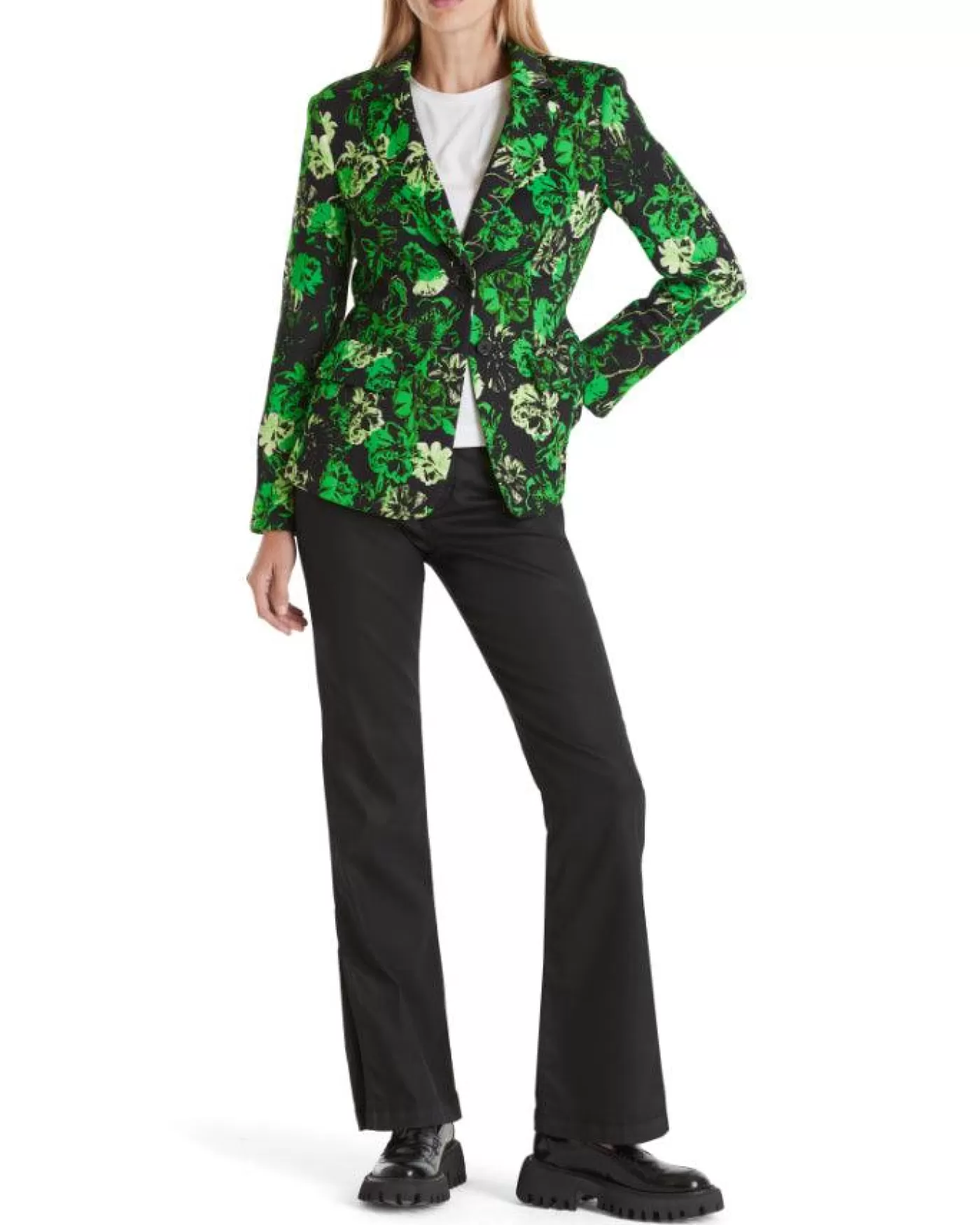 Marc Cain Green Floral Print Blazer DARKAPPLEGREEN Discount