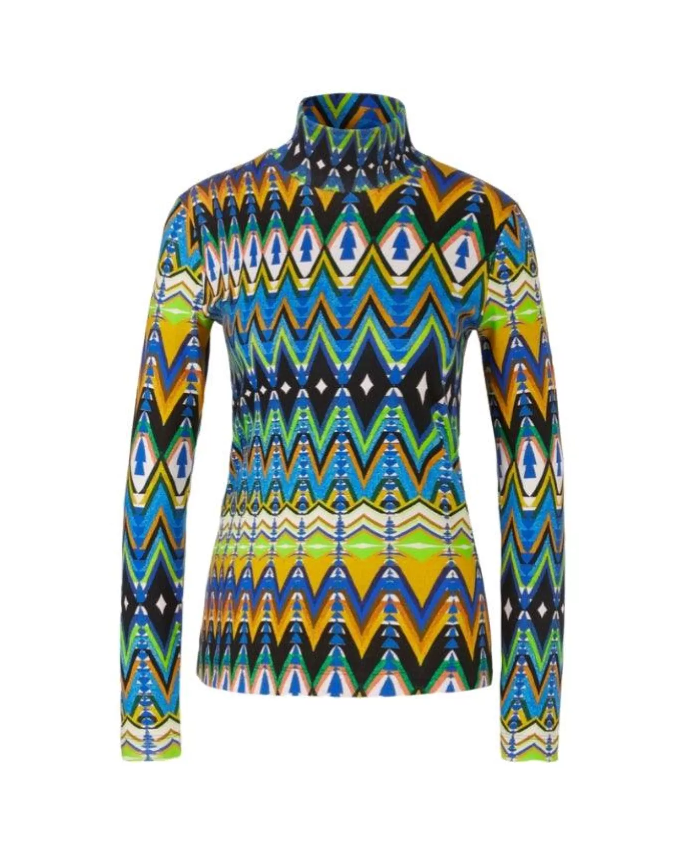 Marc Cain Harlequin Print Turtleneck Tee SKY Cheap