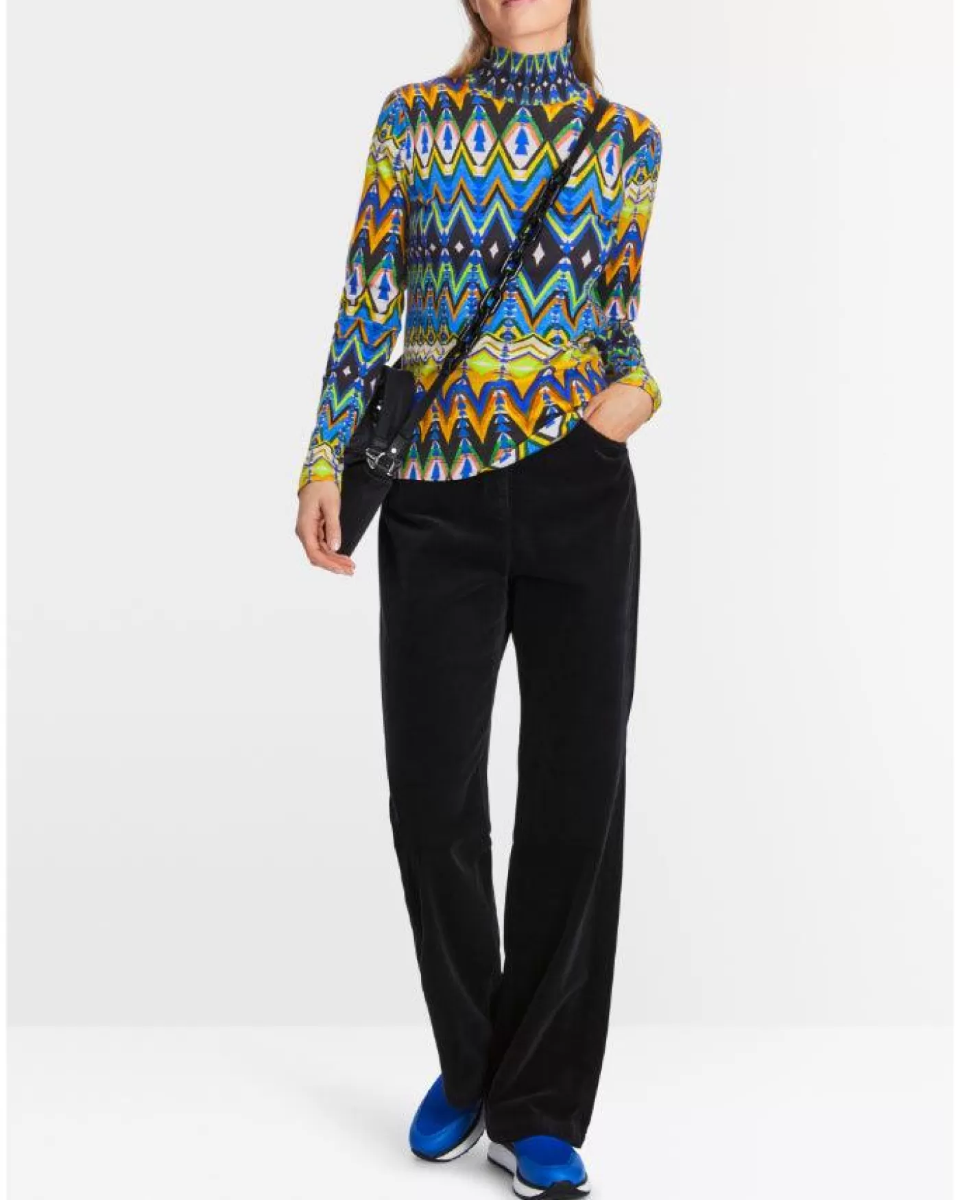 Marc Cain Harlequin Print Turtleneck Tee SKY Cheap