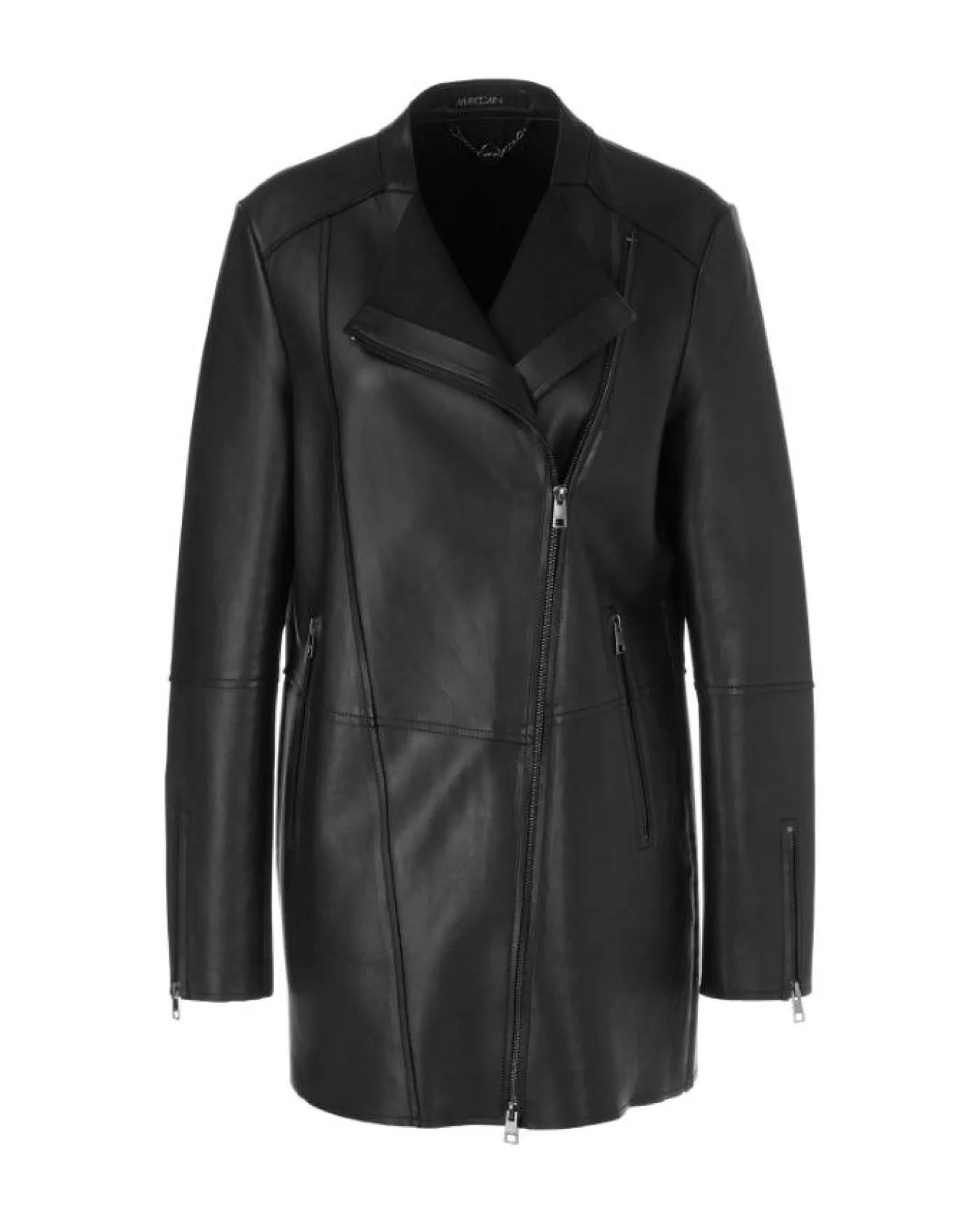 Marc Cain Leather Hip Length Jacket Black Sale