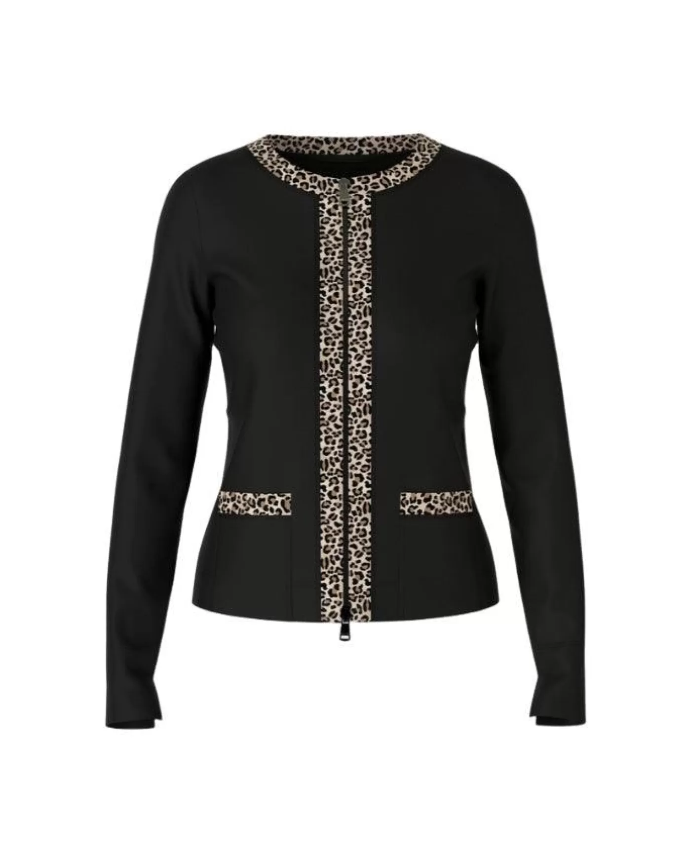Marc Cain Leopard Trim Zip Jacket Black Discount