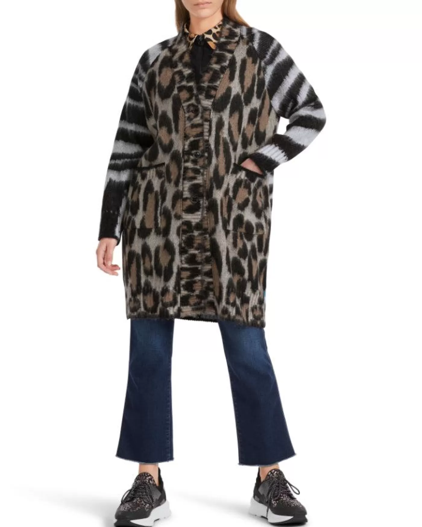 Marc Cain Mixed Animal Print Coatigan SOFTCOFFEE Best Sale