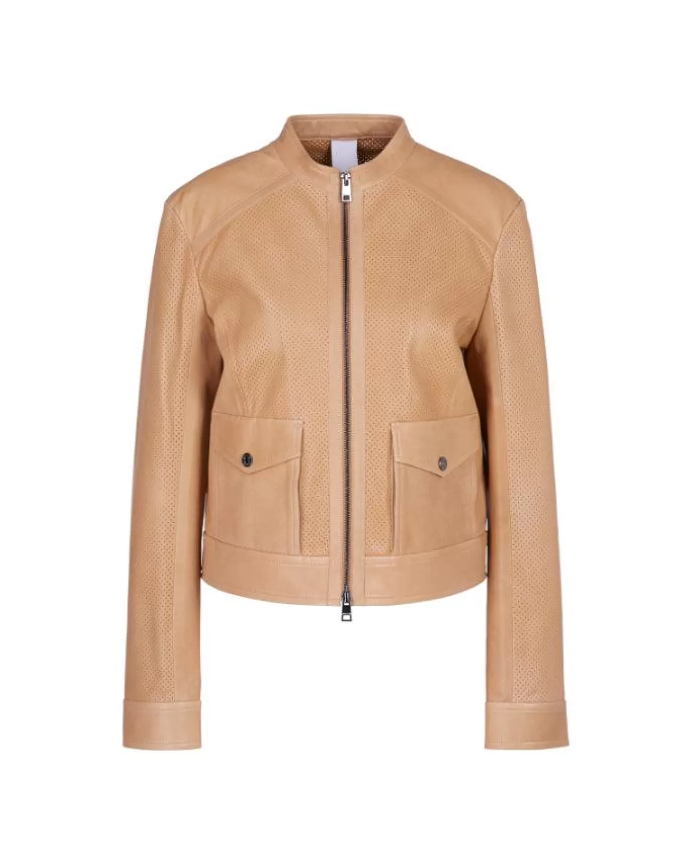 Marc Cain Perforated Leather Zip Jacket 626-CAMEL Outlet