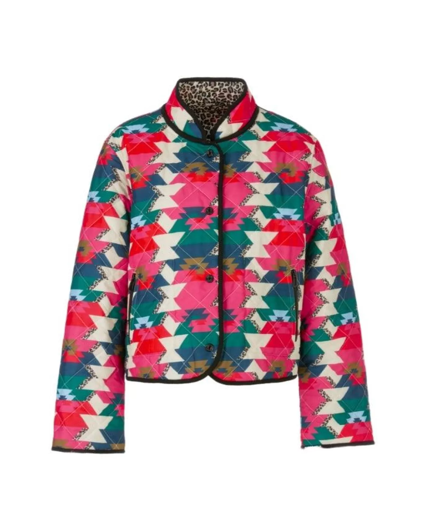 Marc Cain Reversible Print Quilted Snap Jacket DRAGONFRUIT Best