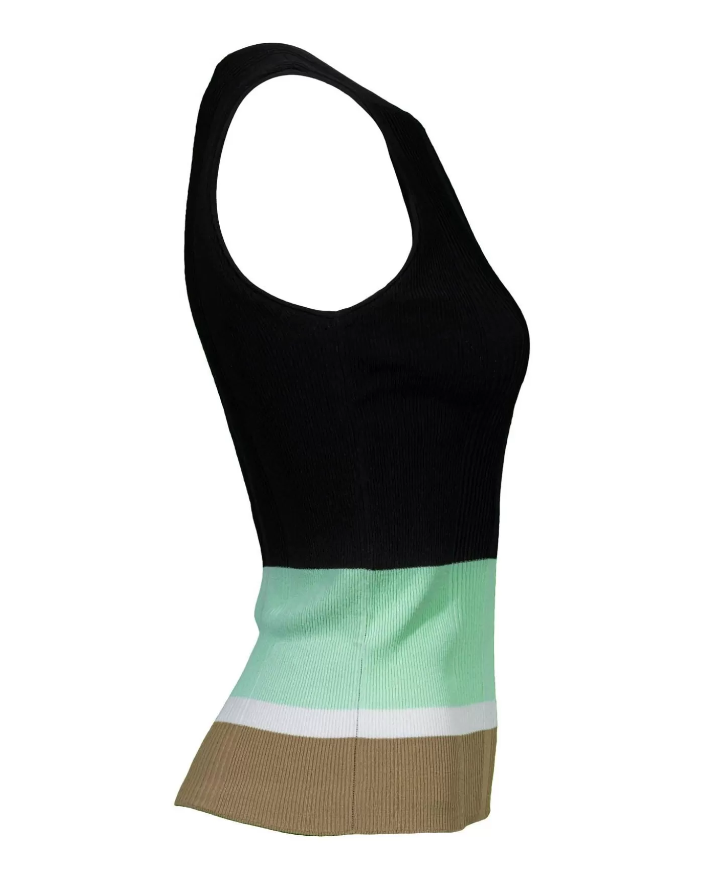 Marc Cain Ribbed Knit Non Wool Colorblock Shell Flash Sale