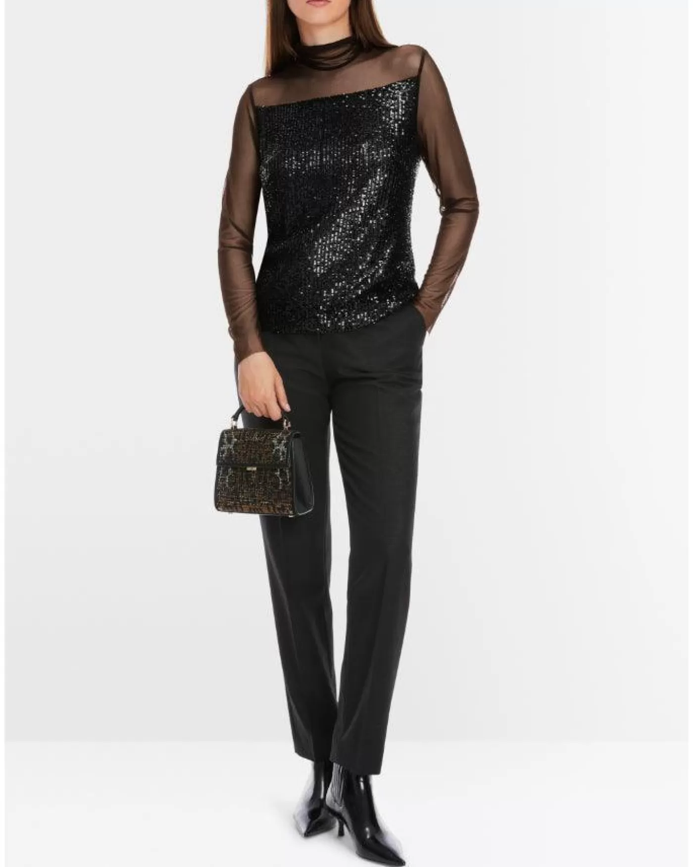 Marc Cain Sequin Mesh Top Black Hot
