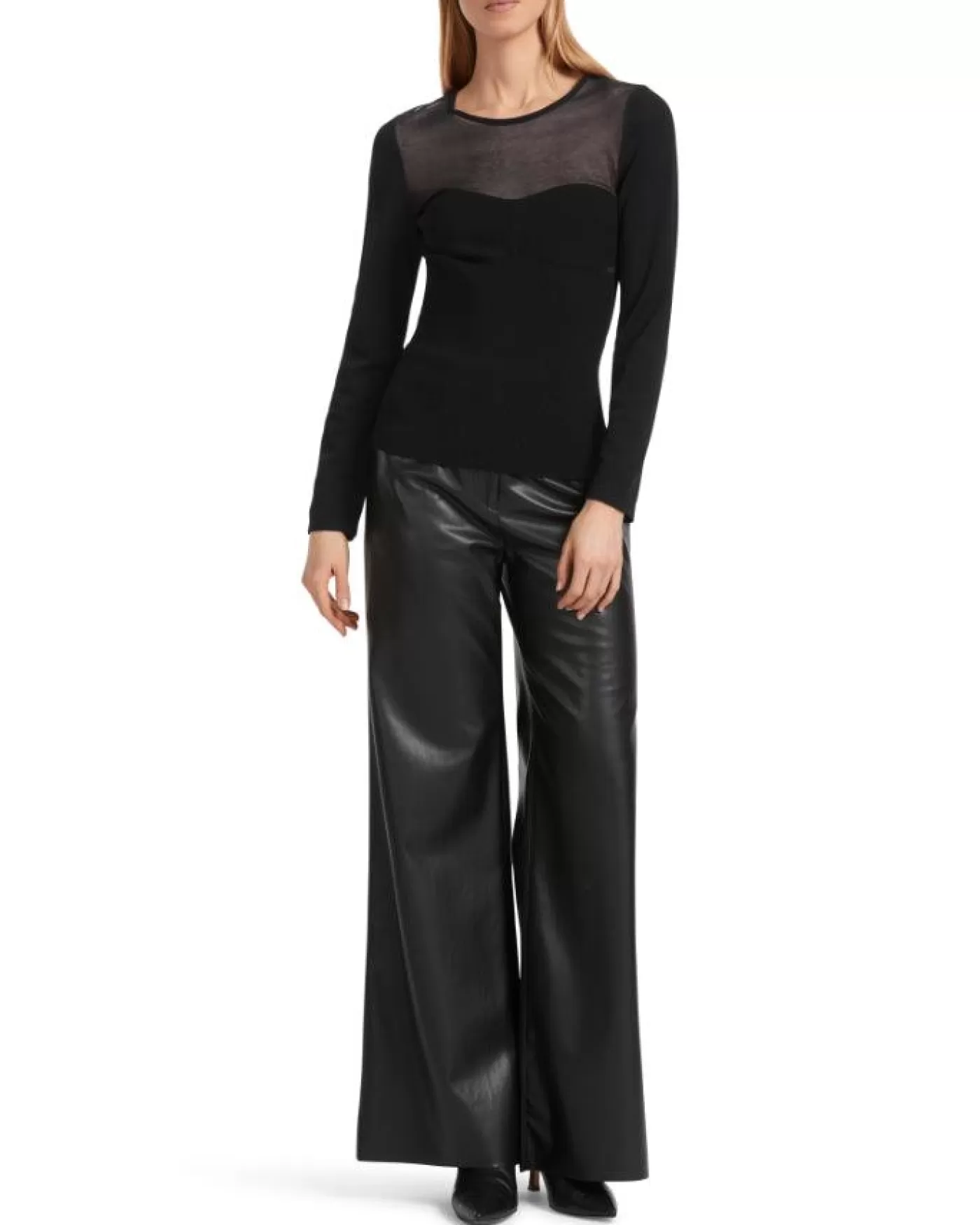 Marc Cain Sheer Yoke Sweater Black Best