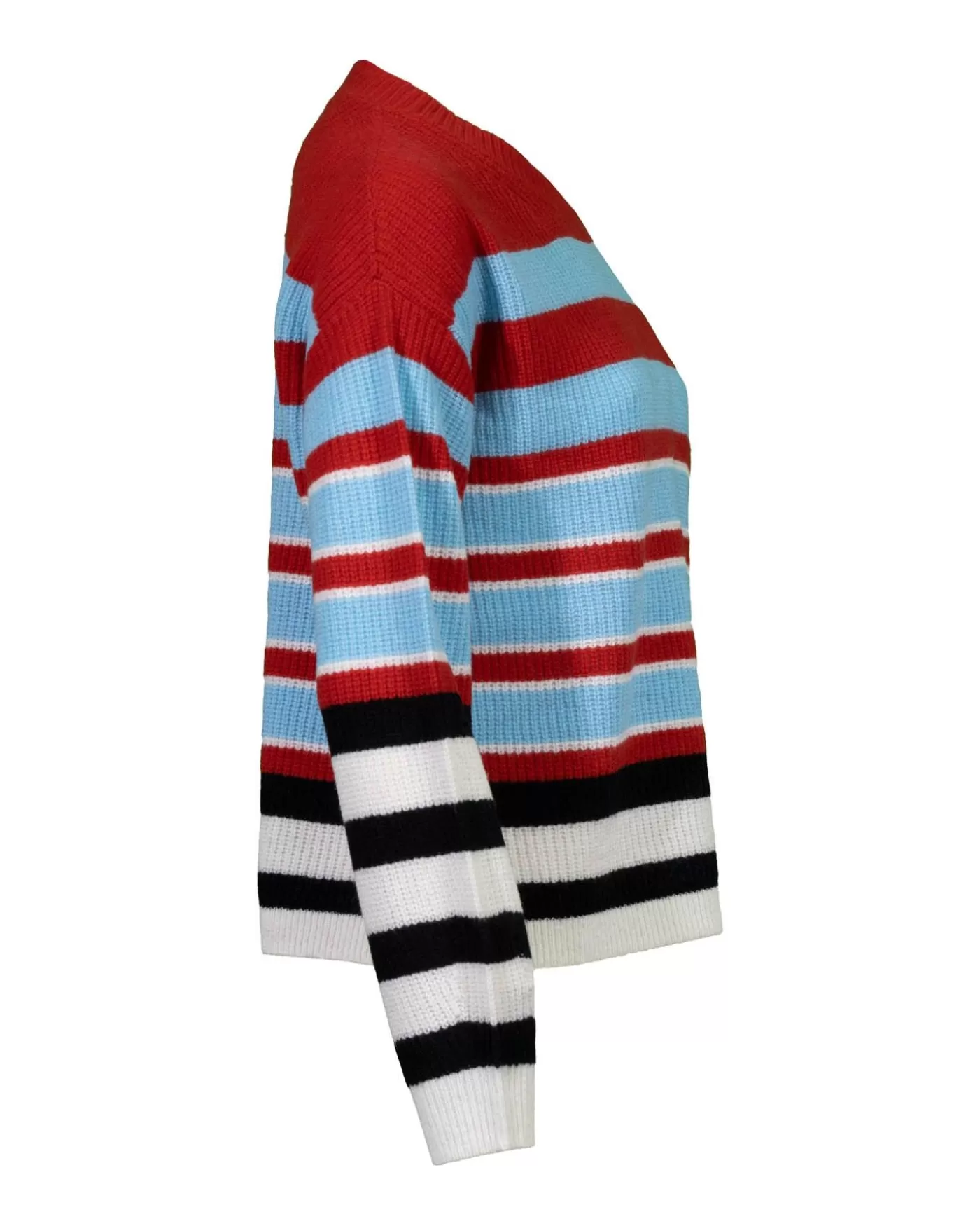 Marc Cain Striped Woolen Blend Sweater ChiliRed Store