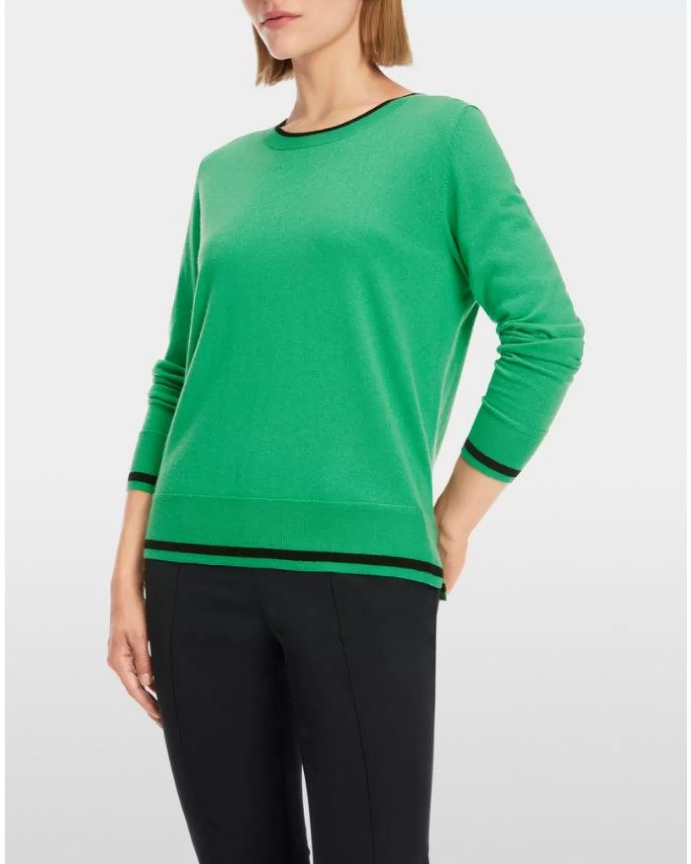 Marc Cain Trim Detail Crew Neck Sweater BASILPRINT Sale