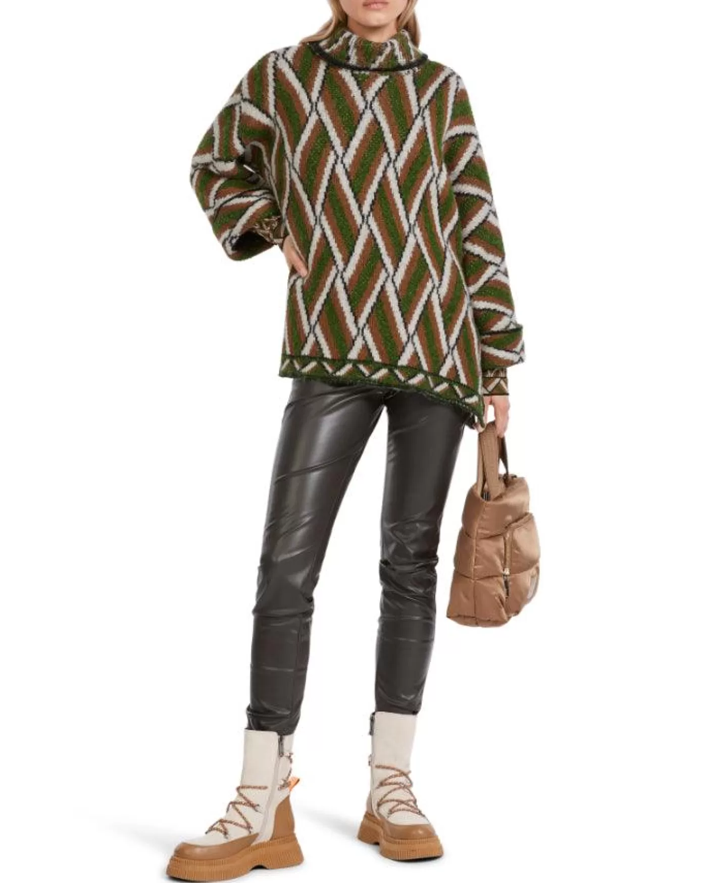 Marc Cain Woven Pattern Knit Pullover ORIENTGREEN Hot