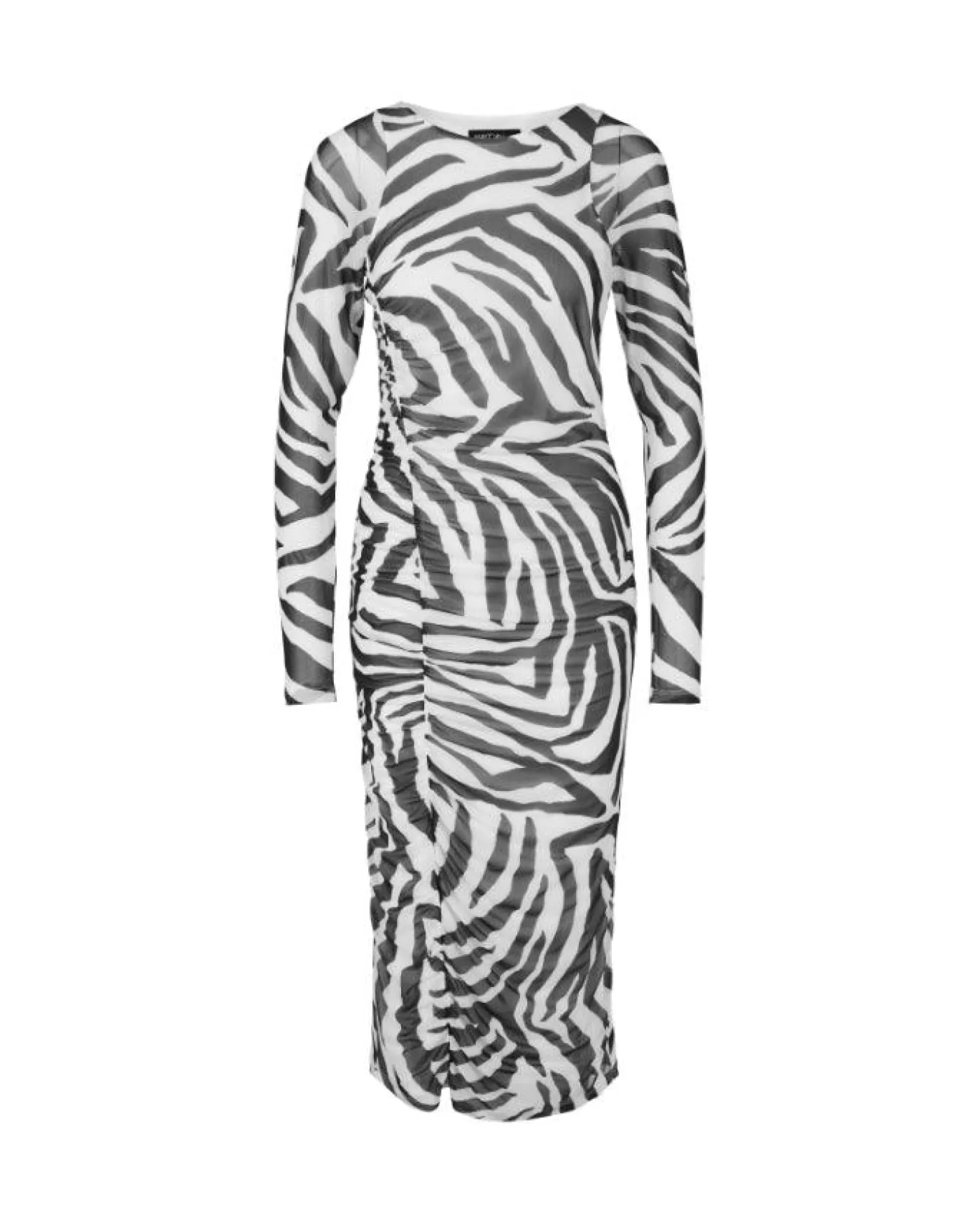 Marc Cain Zebra Print Smocked Mesh Dress WHITE/BLACK Online