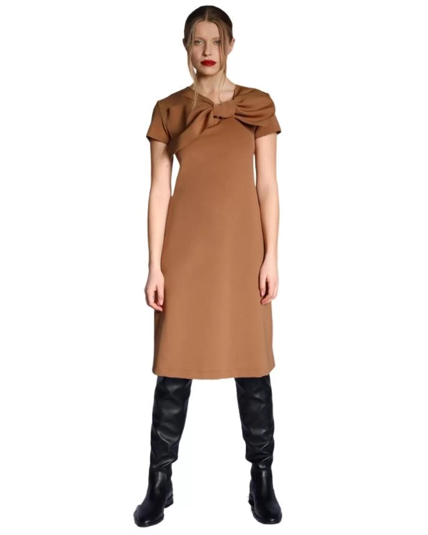 Marie Saint Pierre Holly Scuba Bow Dress UMBER Best