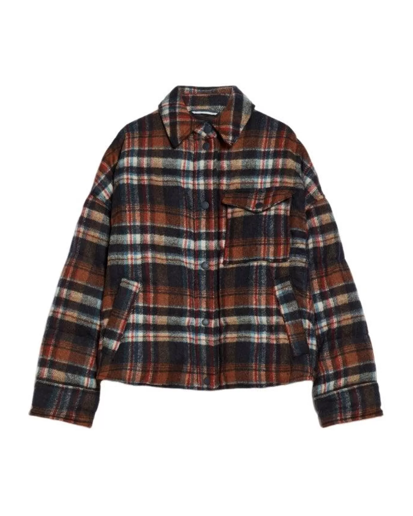 Max Mara Weekend Dover Check Flannel Down Jacket REDBROWN Outlet