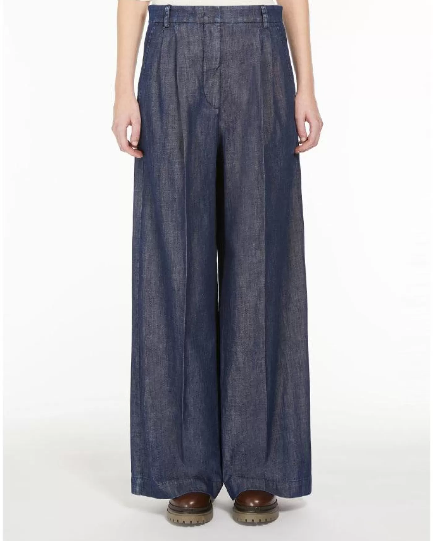 Max Mara Weekend Fuxia Pleated Denim Pant MIDNIGHTBLUE Best Sale