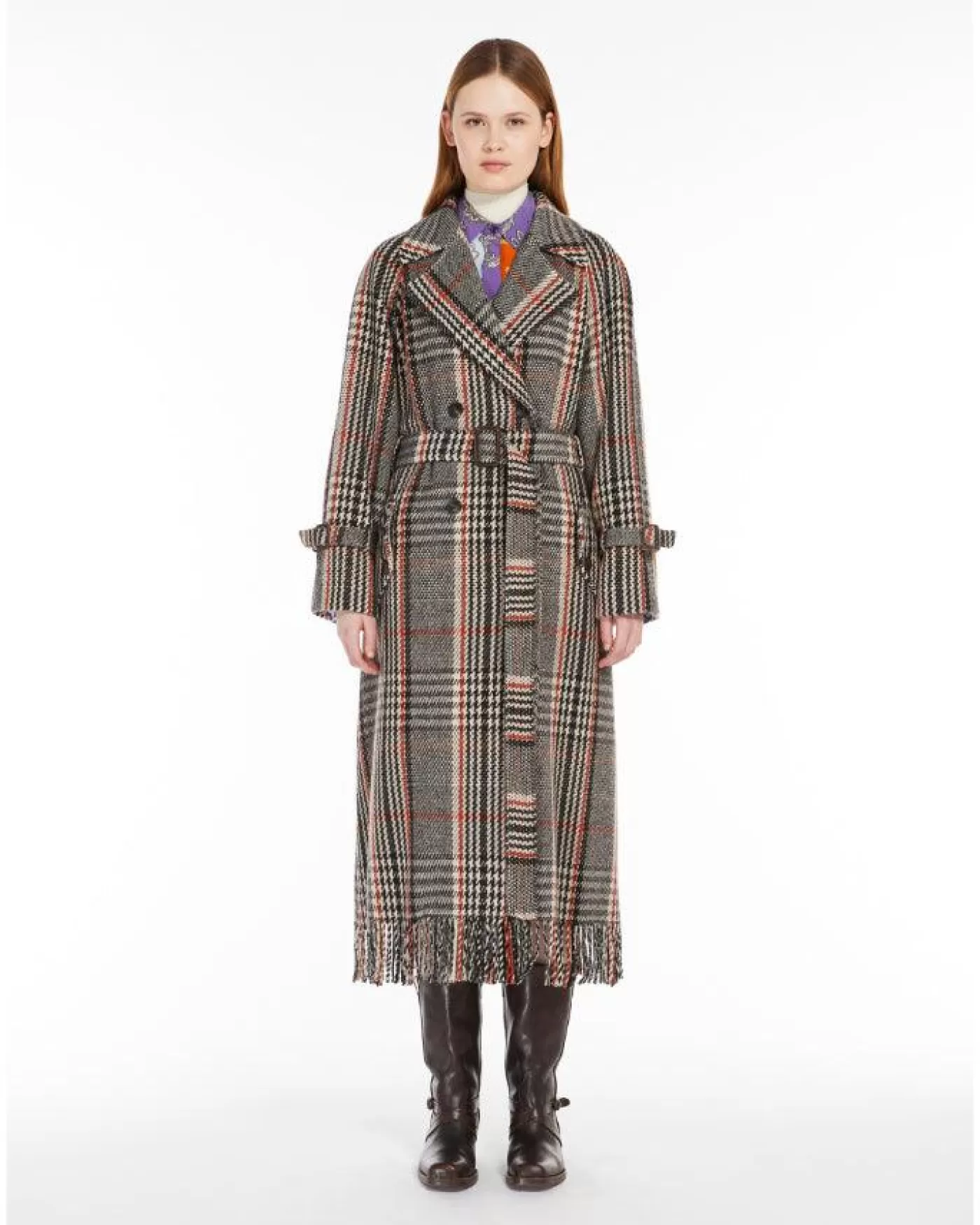 Max Mara Weekend Gommoso Plaid Coat BEIGECHECK Discount