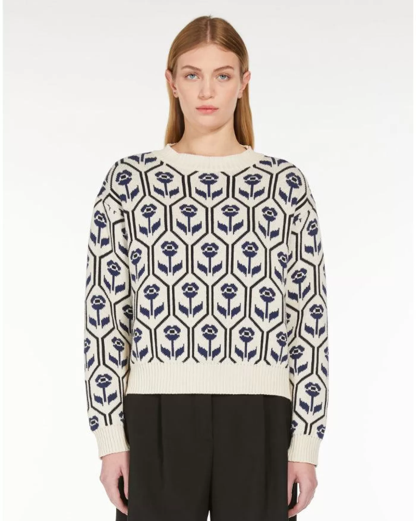 Max Mara Weekend Odeon Print Pullover CREAM/NAVY Hot