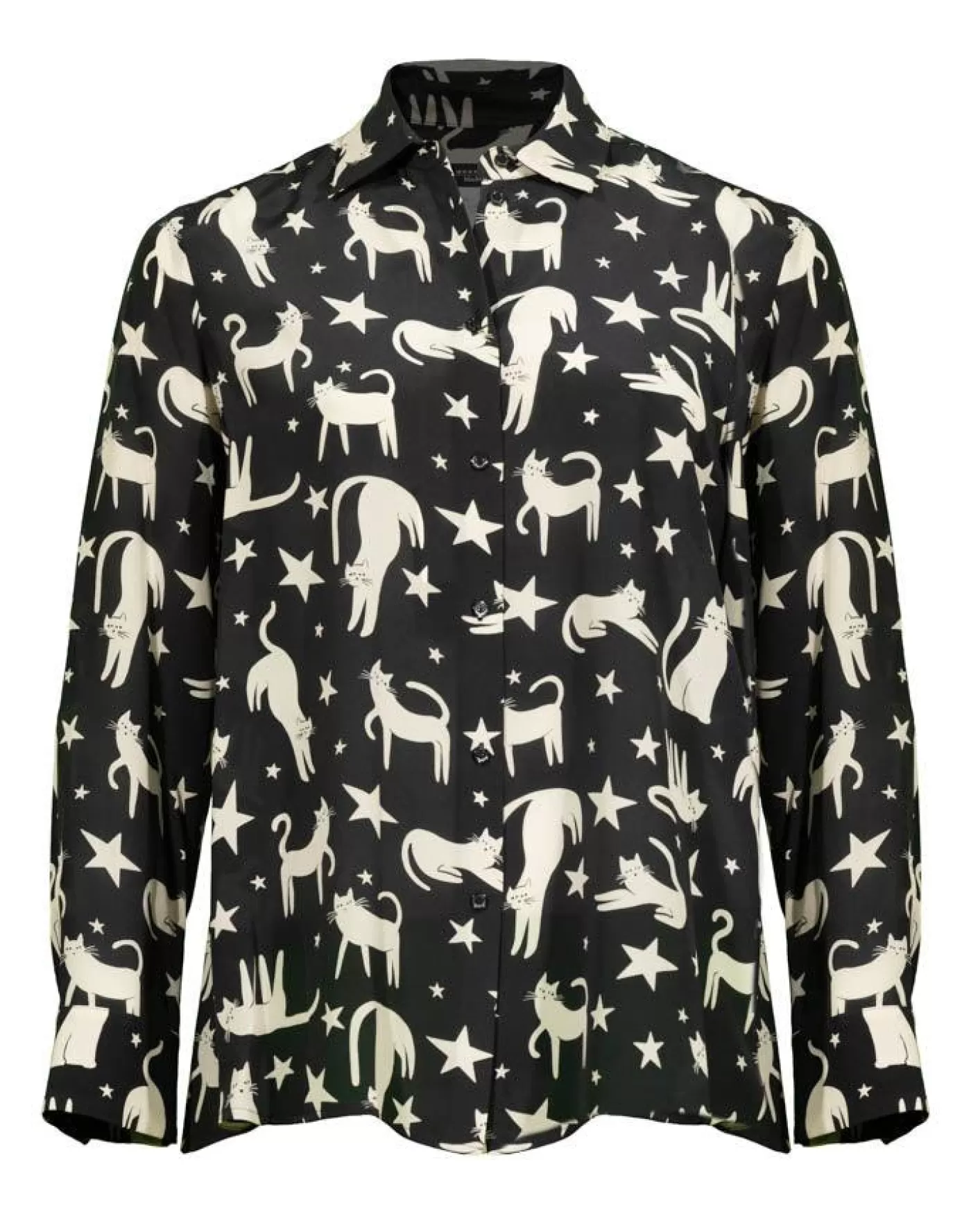 Max Mara Weekend Tabella Print Silk Blouse 001-BLACKCATPRINT Discount