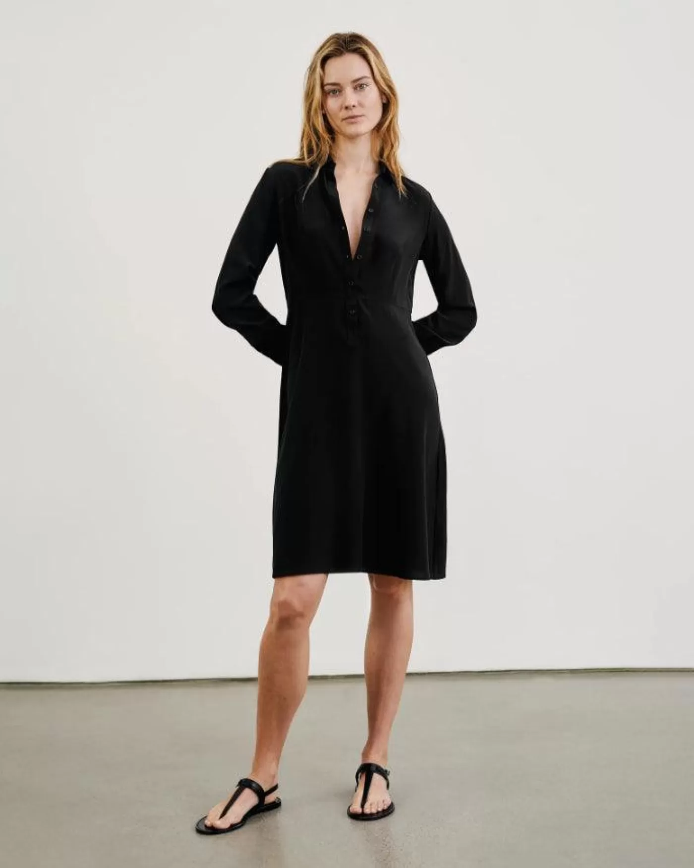 Nili Lotan Eve Shirt Dress Black Flash Sale