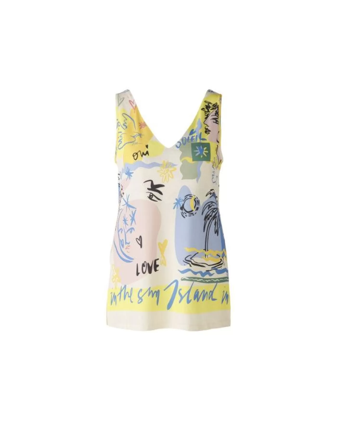 OUI Summery Motif Print Tank Top YELLOWBLUE Outlet