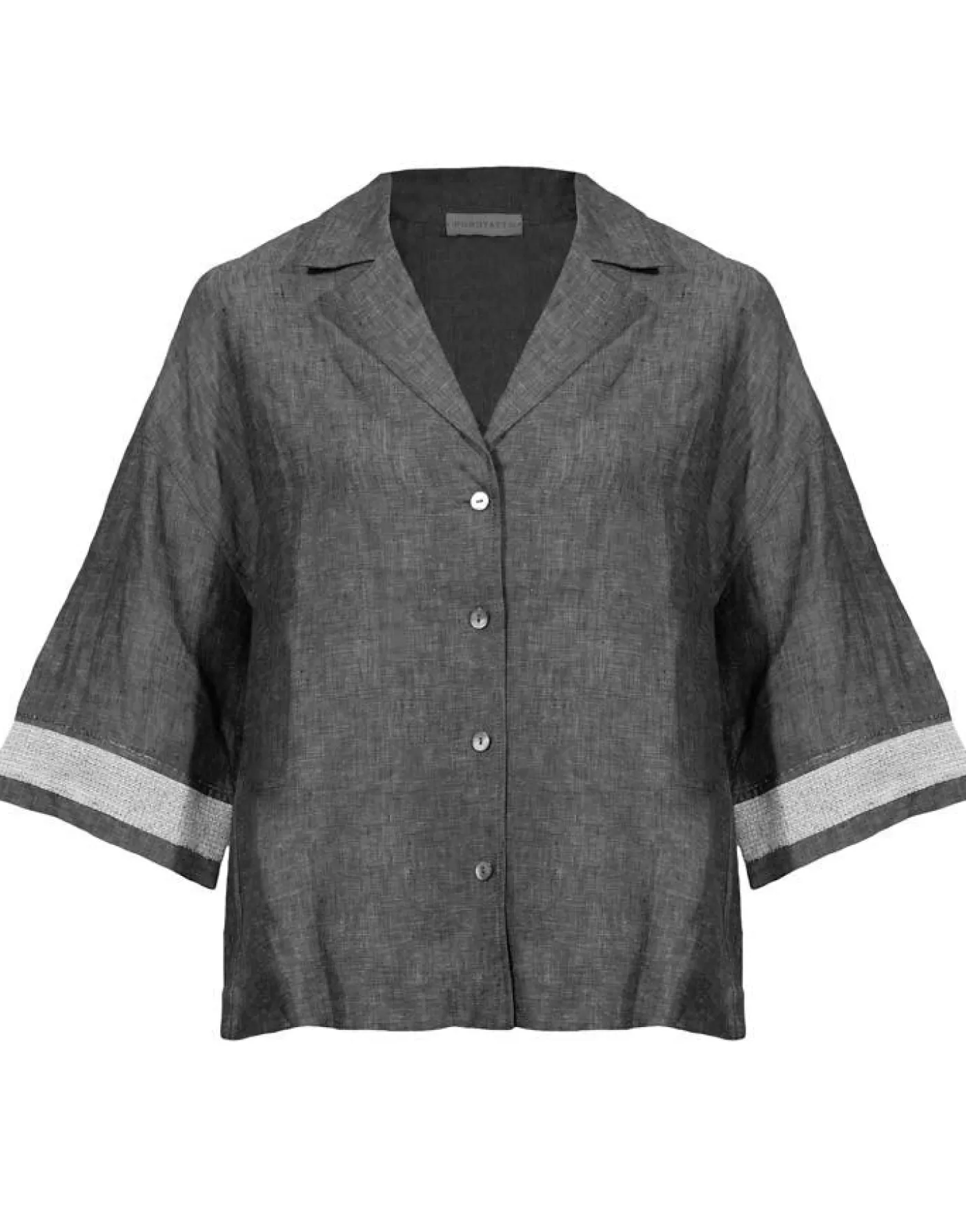 Purotatto Linen Sparkle Sleeve Shirt GREY/ANTRACITE/SILVER Outlet