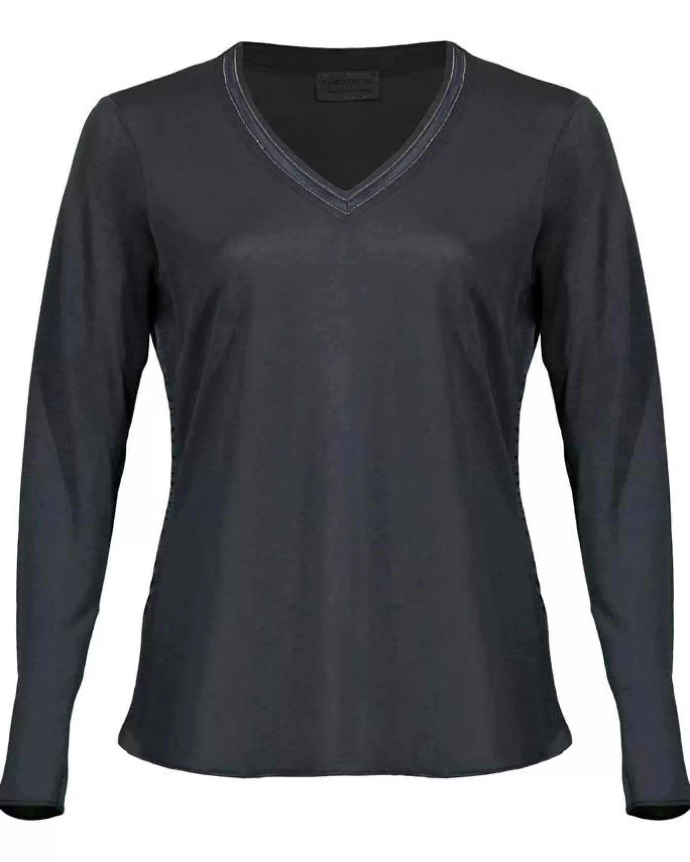 Purotatto V-Neck Cashmere Jersey Top 399-GREYANTHRACITE-SILKCHAIN Discount