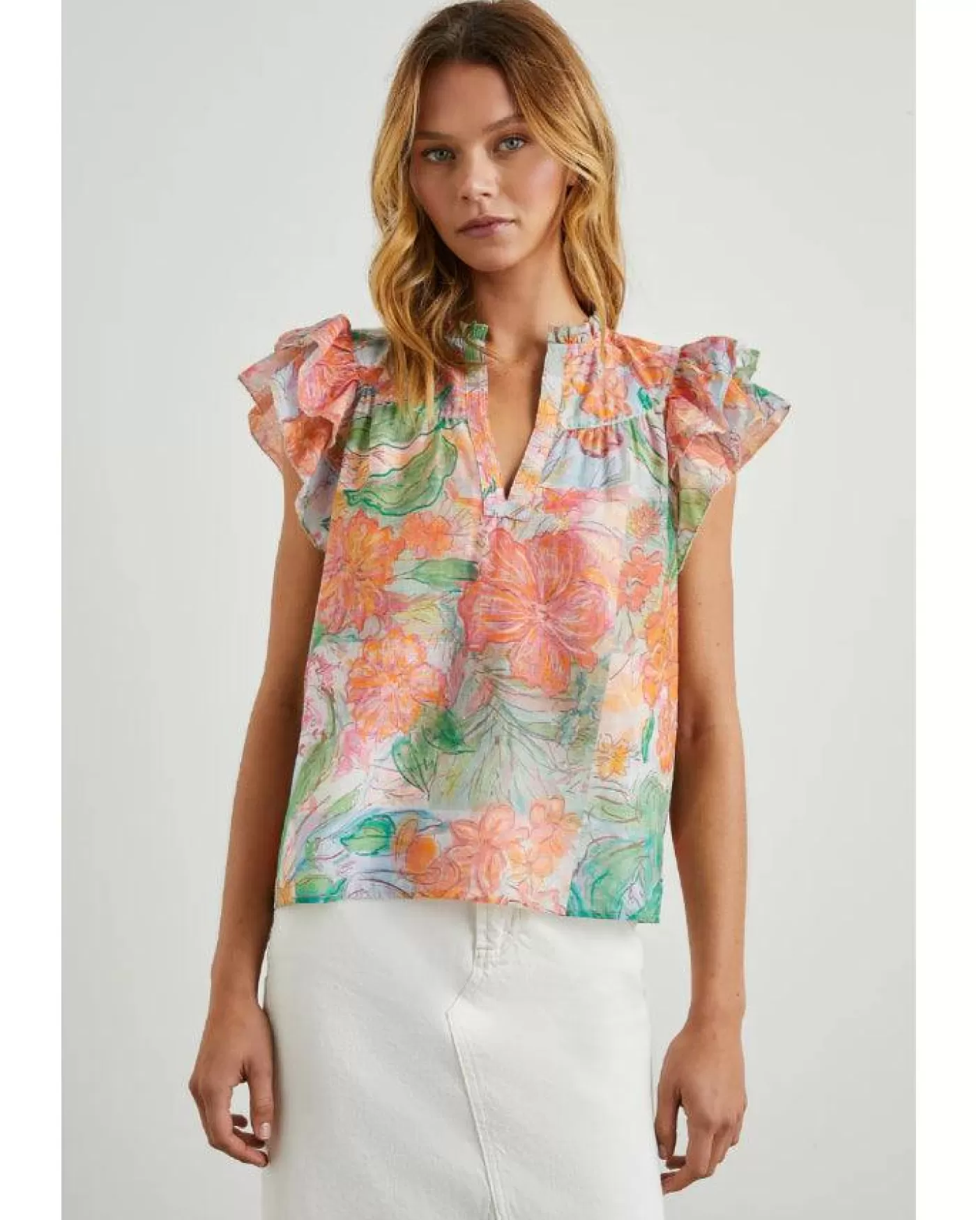 Rails Calista Ruffle Cap Sleeve Top TROPICS Shop