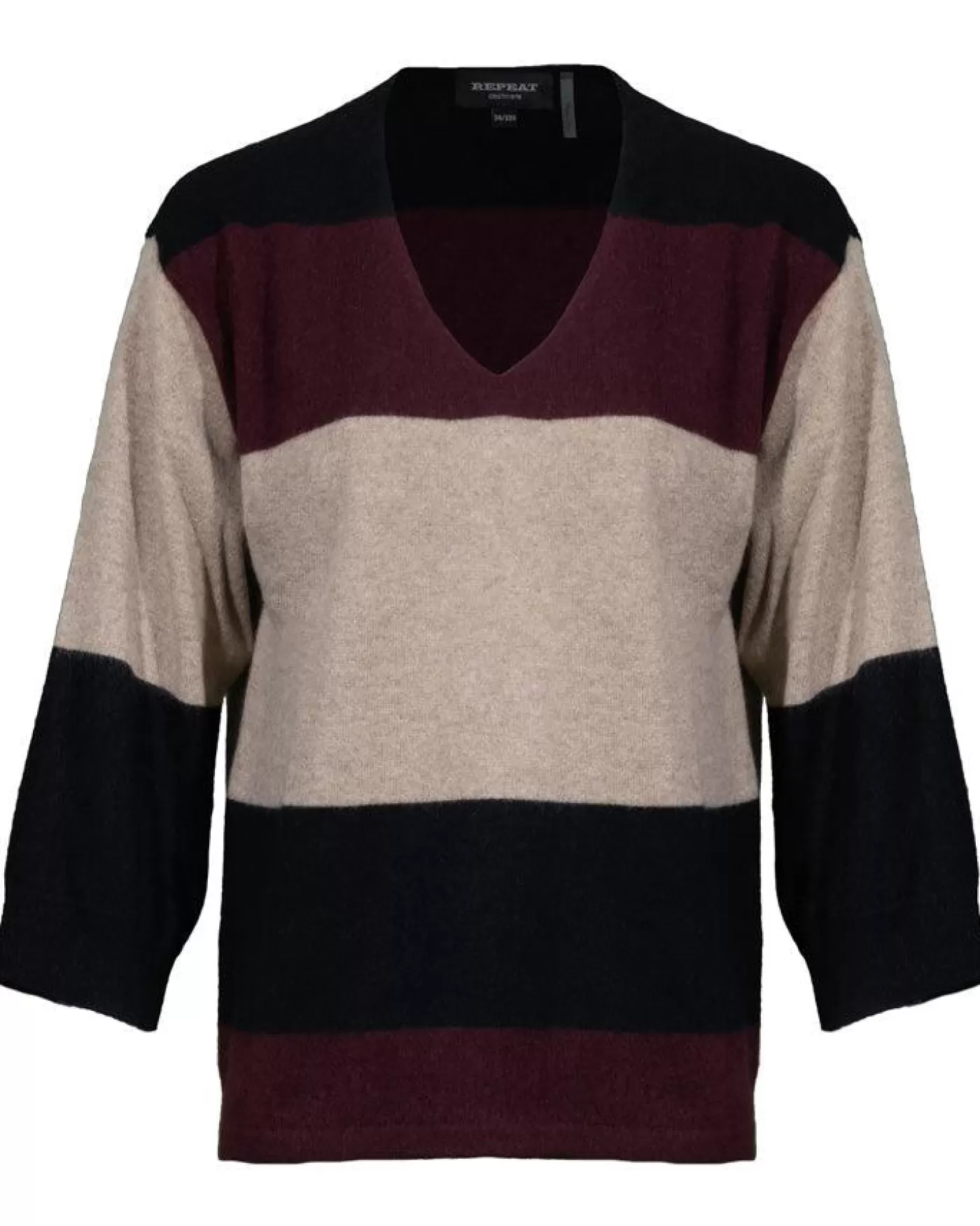 Repeat Color Block Cashmere Sweater MAROON New
