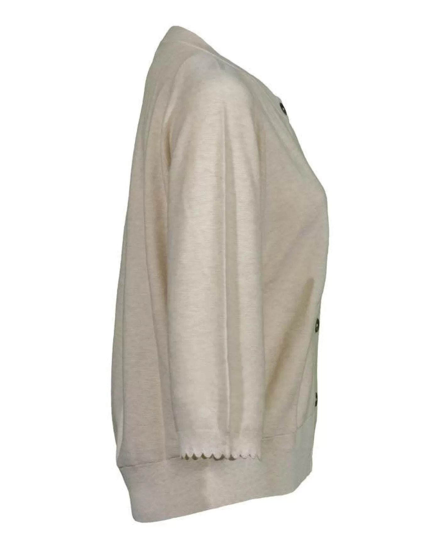 Repeat Scalloped Sleeve Hem Cardigan IVORY New