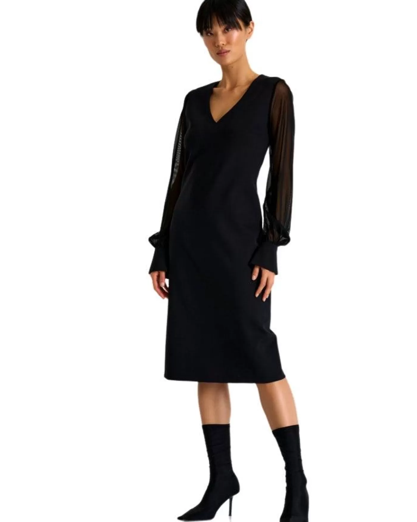 Shan - Sofia Sheer Sleeve Elegant Dress Cheap