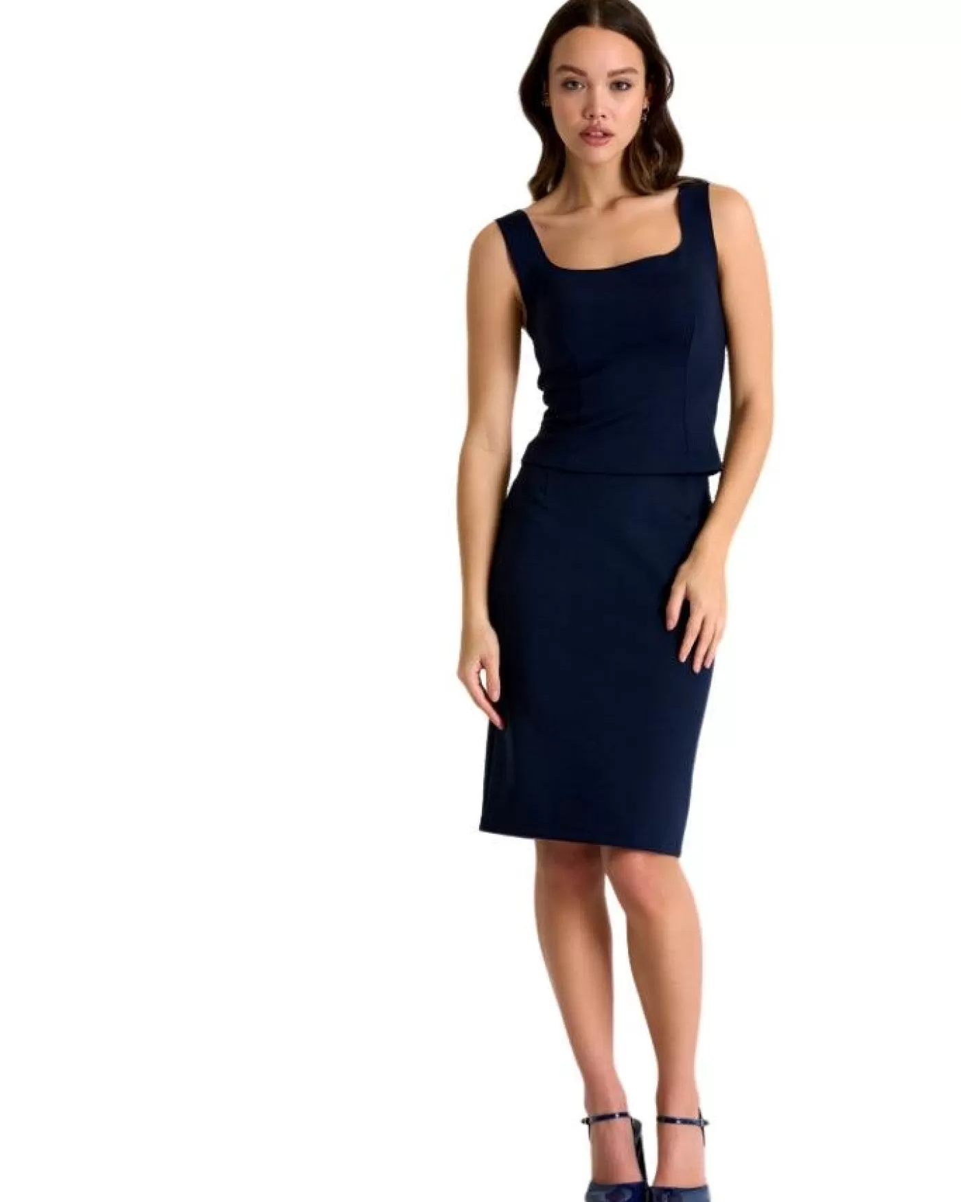 Shan Sofia 3D Pencil Skirt Navy 550-NAVY Outlet