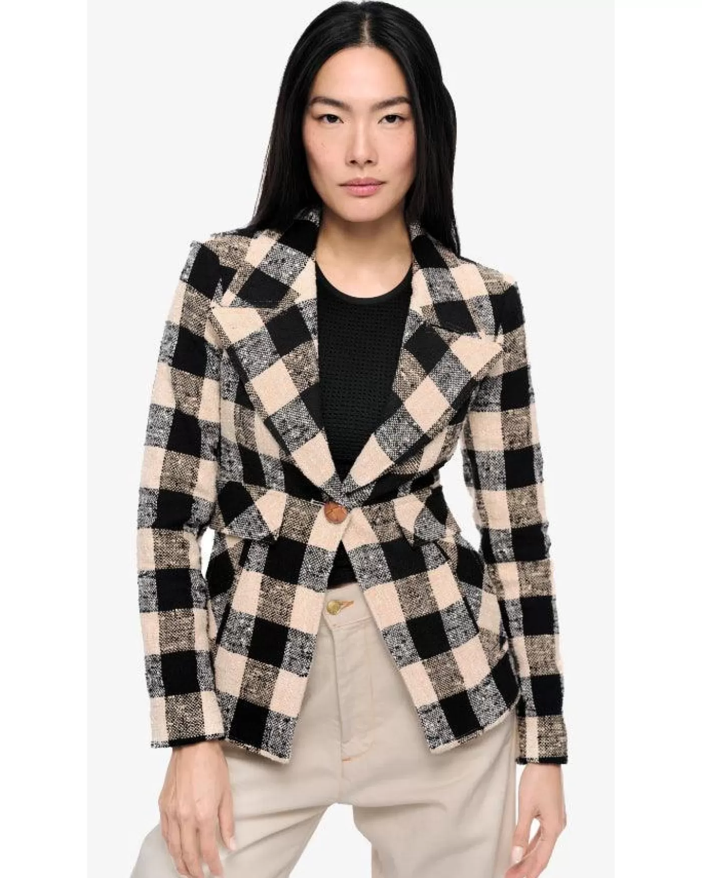 Smythe Cut-Away Check Blazer BLACKCHECK Hot