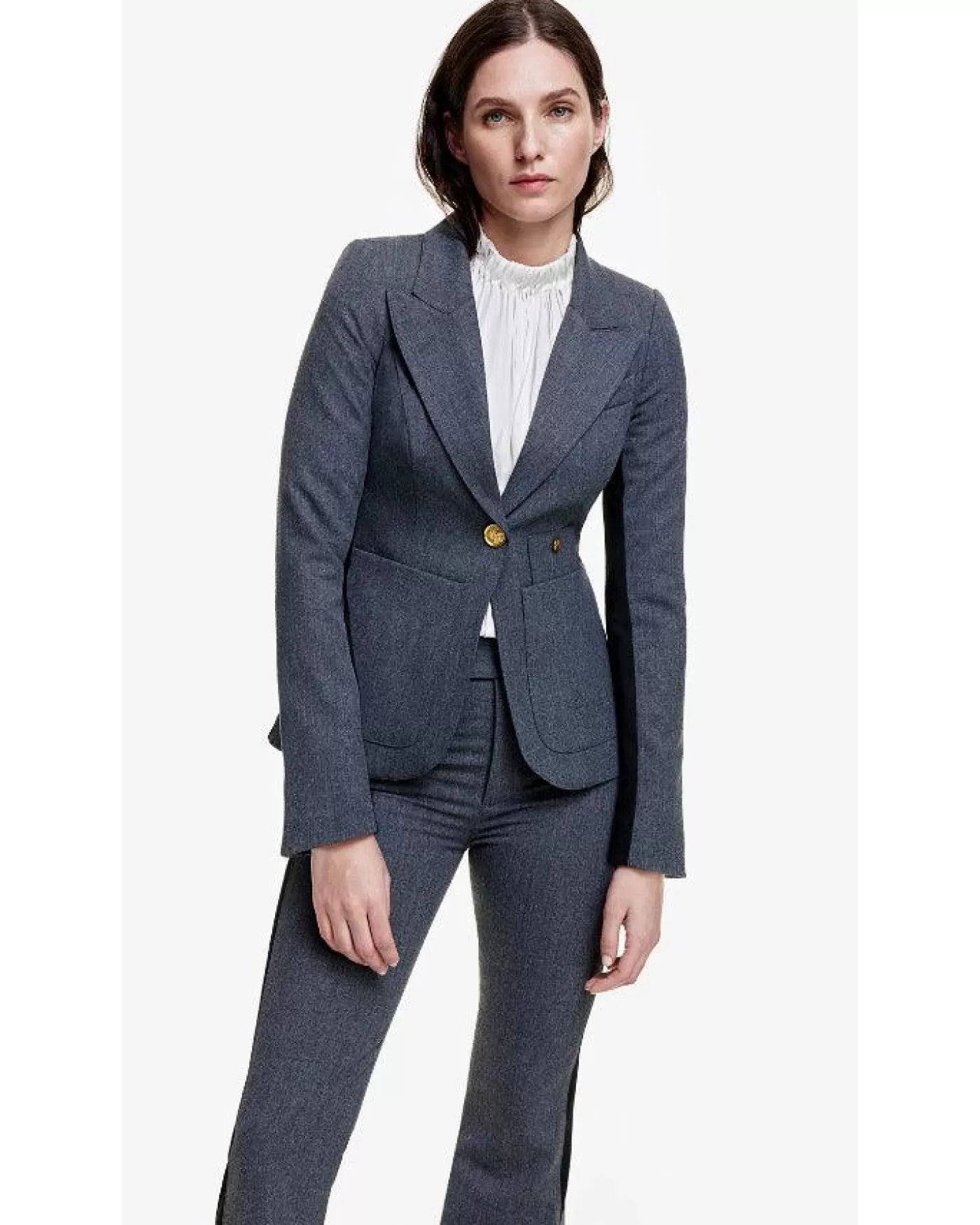 Smythe Patch Pocket Tux Black Stripe Blazer CHARCOALW/BLACK Cheap