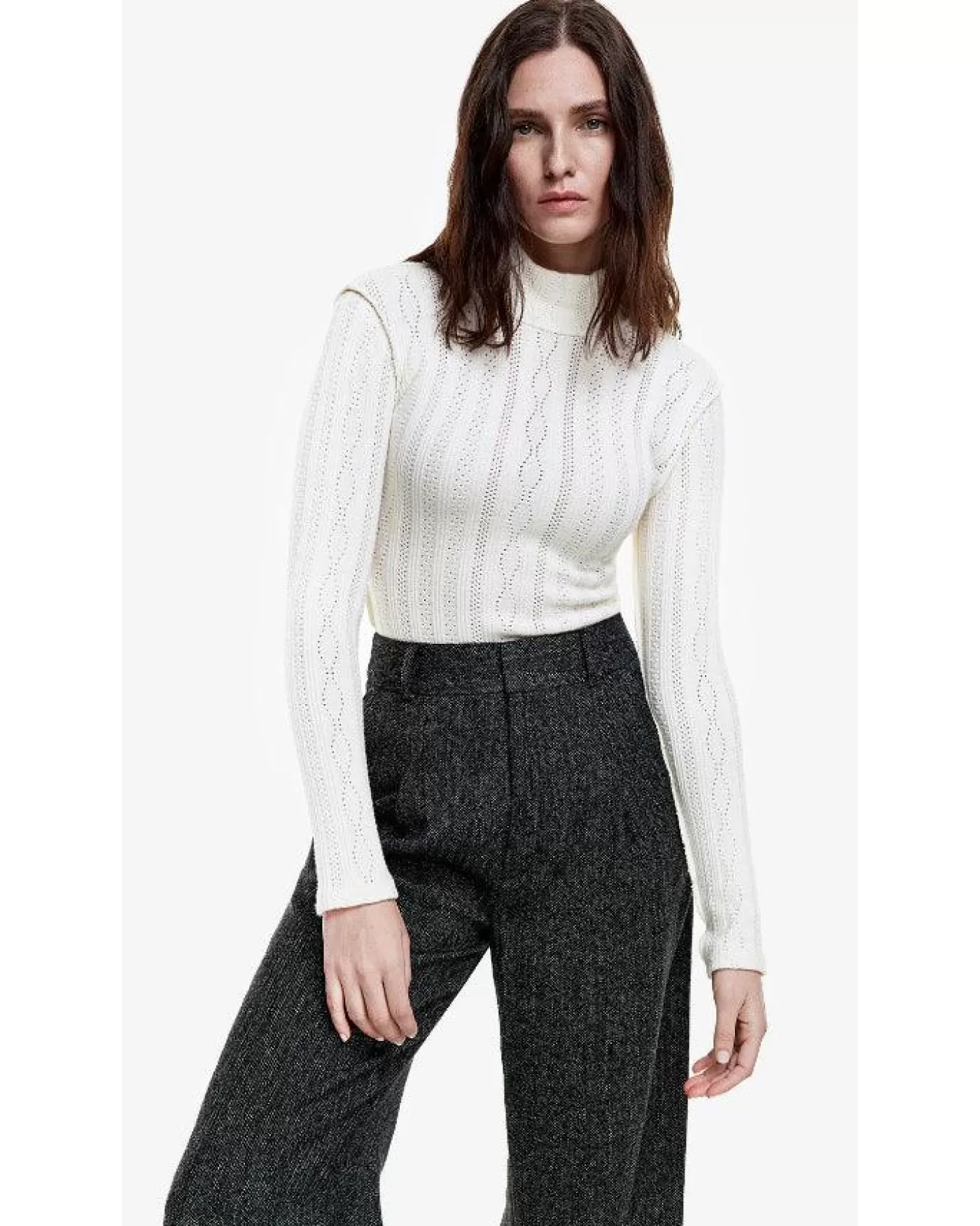 Smythe Pointelle Knit Turtleneck Ivory Sale