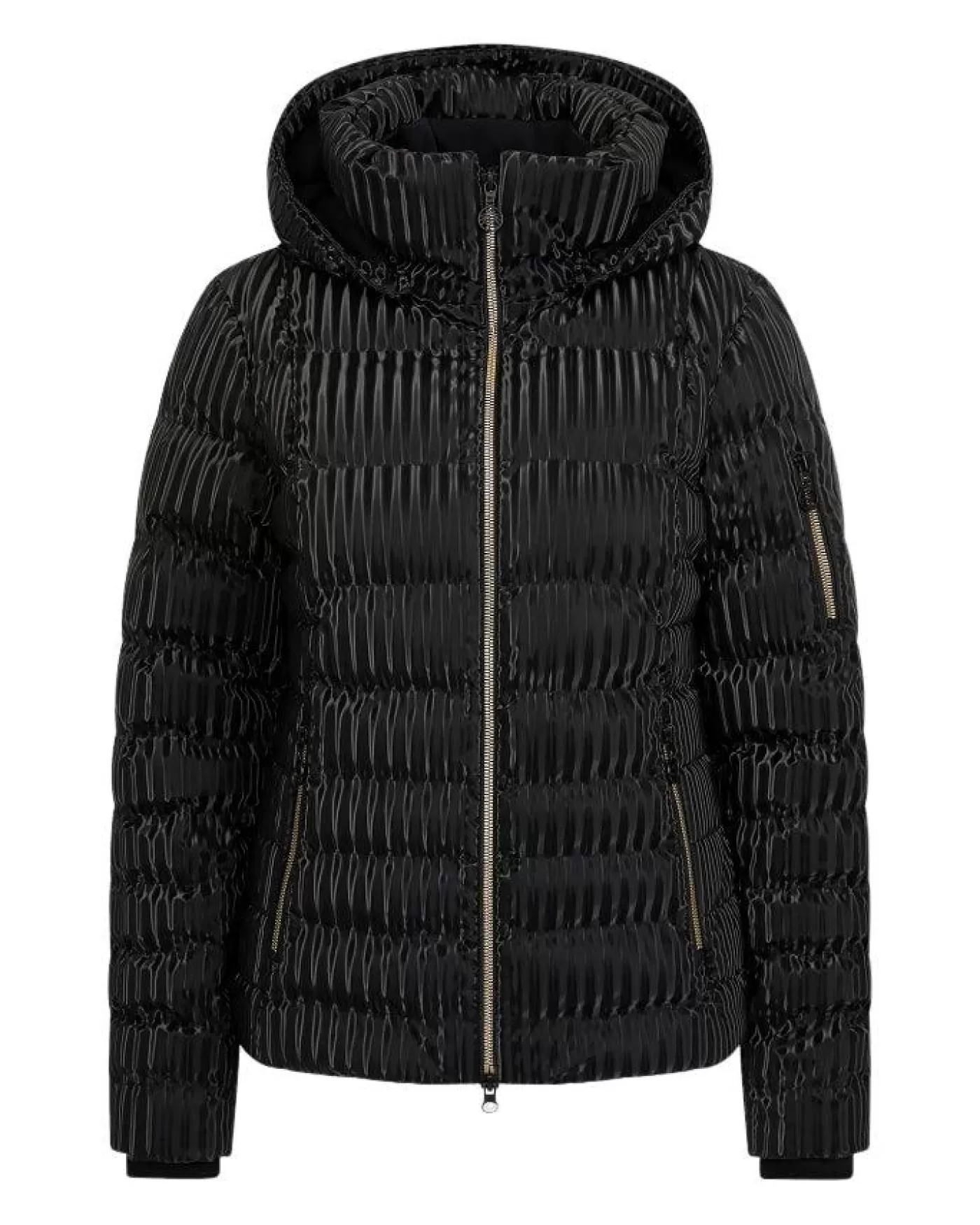 Sportalm Down Pleat Effect Puffer Jacket With Hood BLACK Cheap