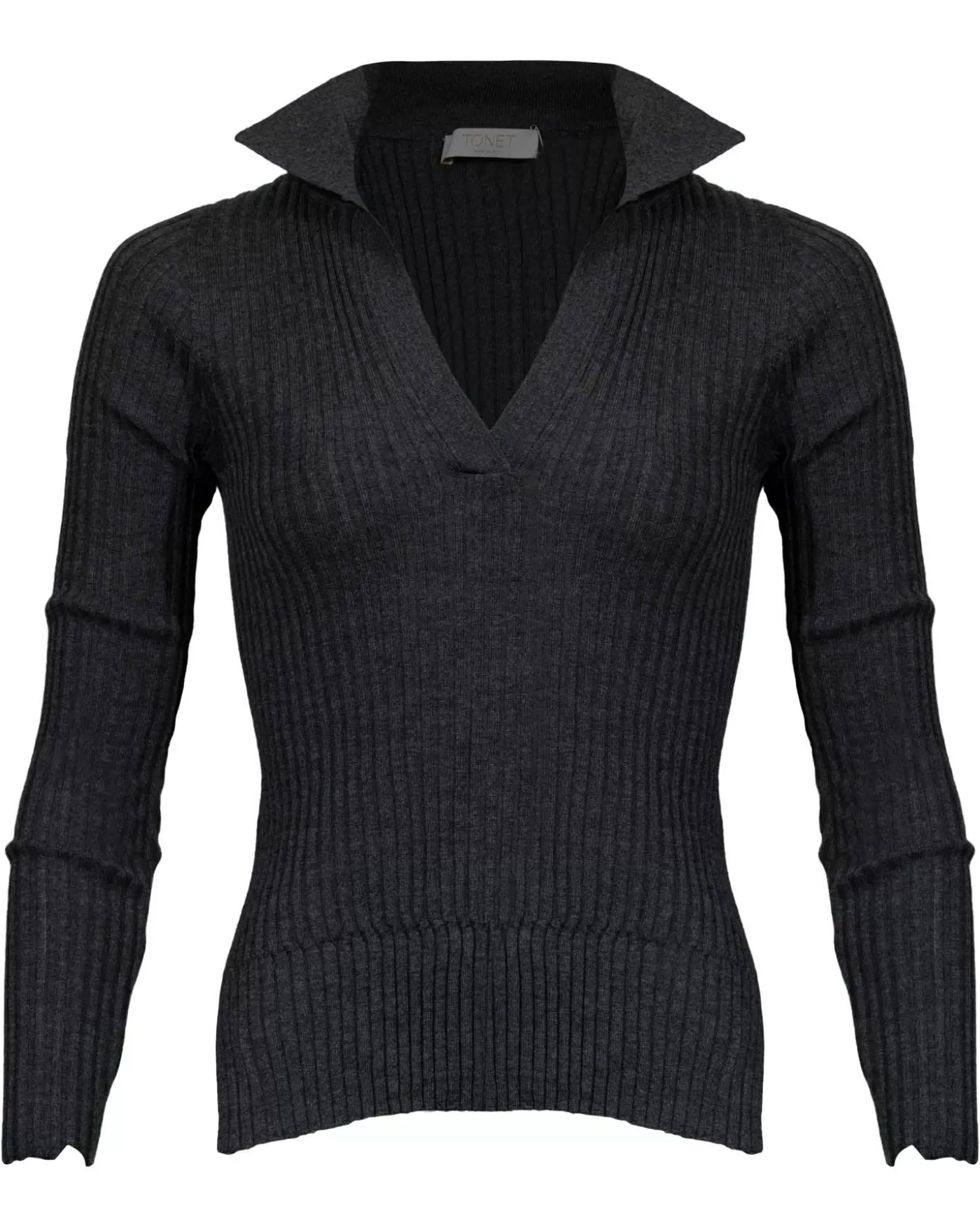 Tonet Rib Merino Polo Pullover ANTRACITE Best Sale