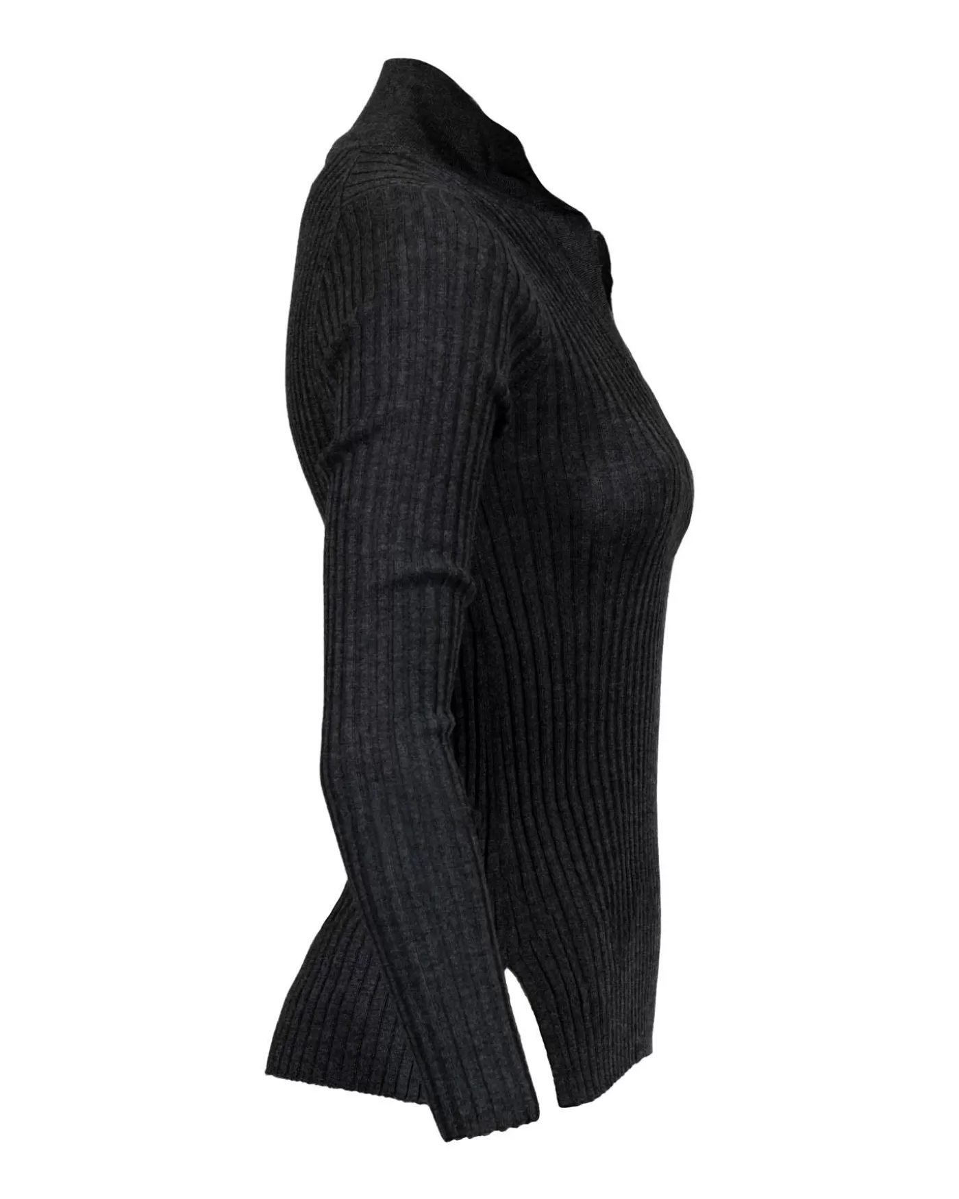 Tonet Rib Merino Polo Pullover ANTRACITE Best Sale