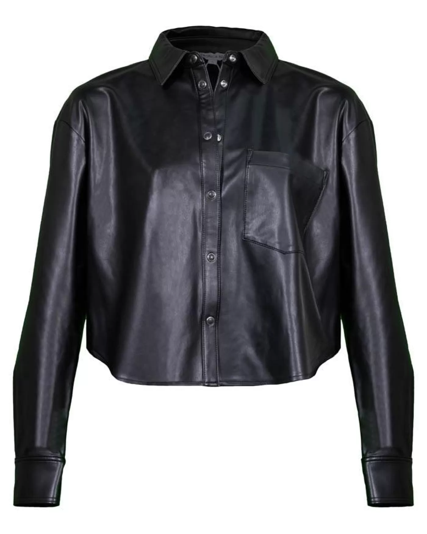 Veronica Beard Aderes Faux Leather Shirt BLACK Cheap