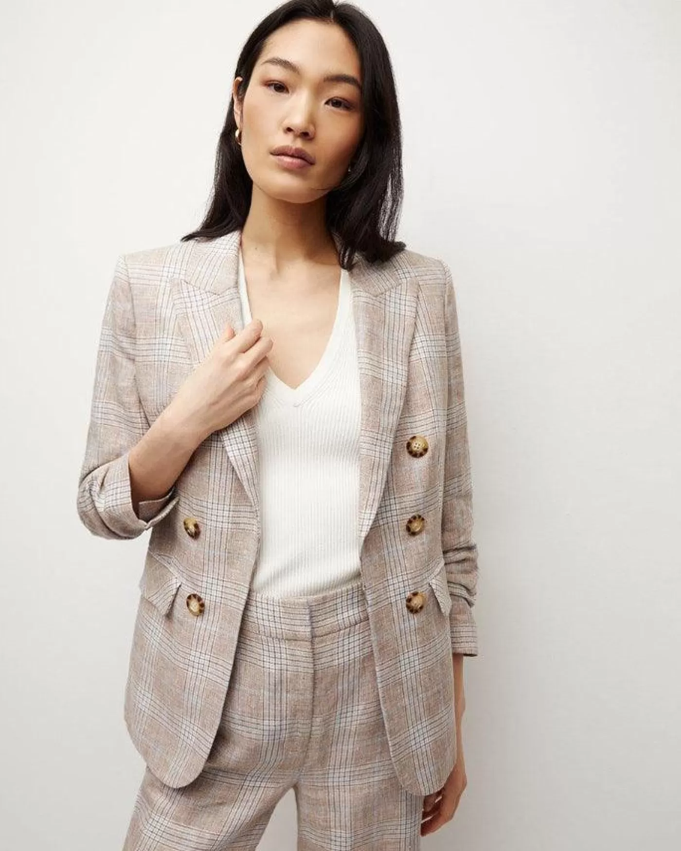 Veronica Beard Beacon Plaid Dickey Jacket KHAKIMULTI Shop