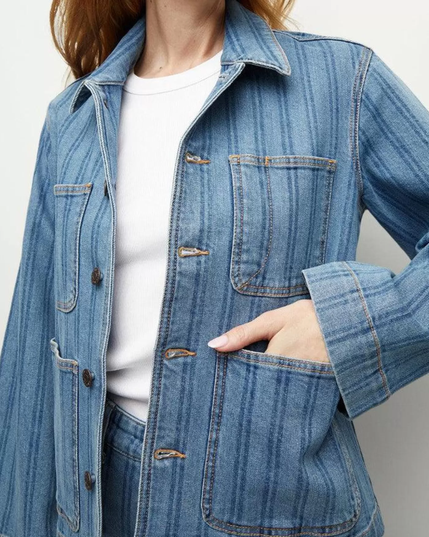 Veronica Beard Chore Denim Jacket SAPPHIRESTRIPE Shop