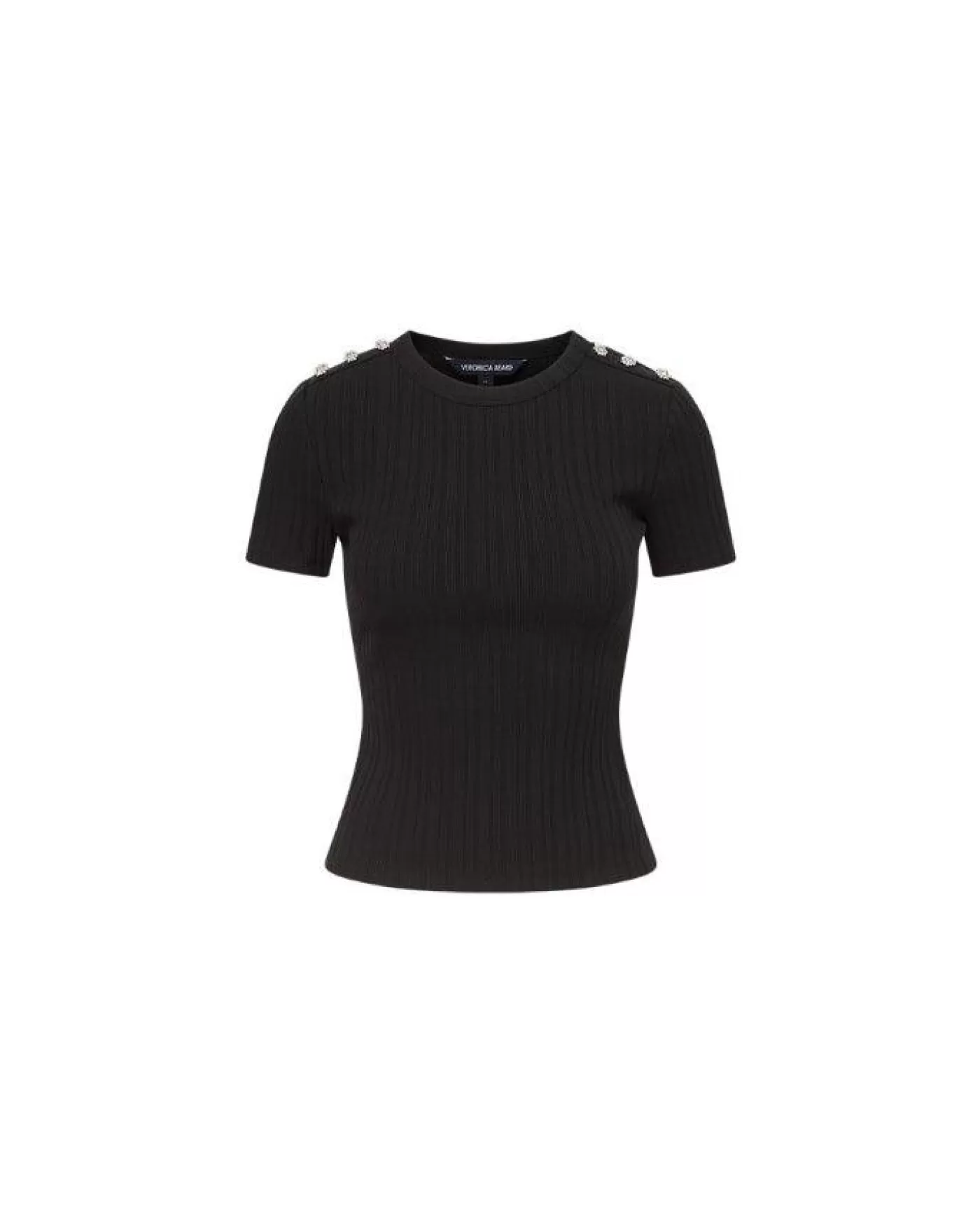 Veronica Beard Draya Rhinestone Button Tee BLACK Online