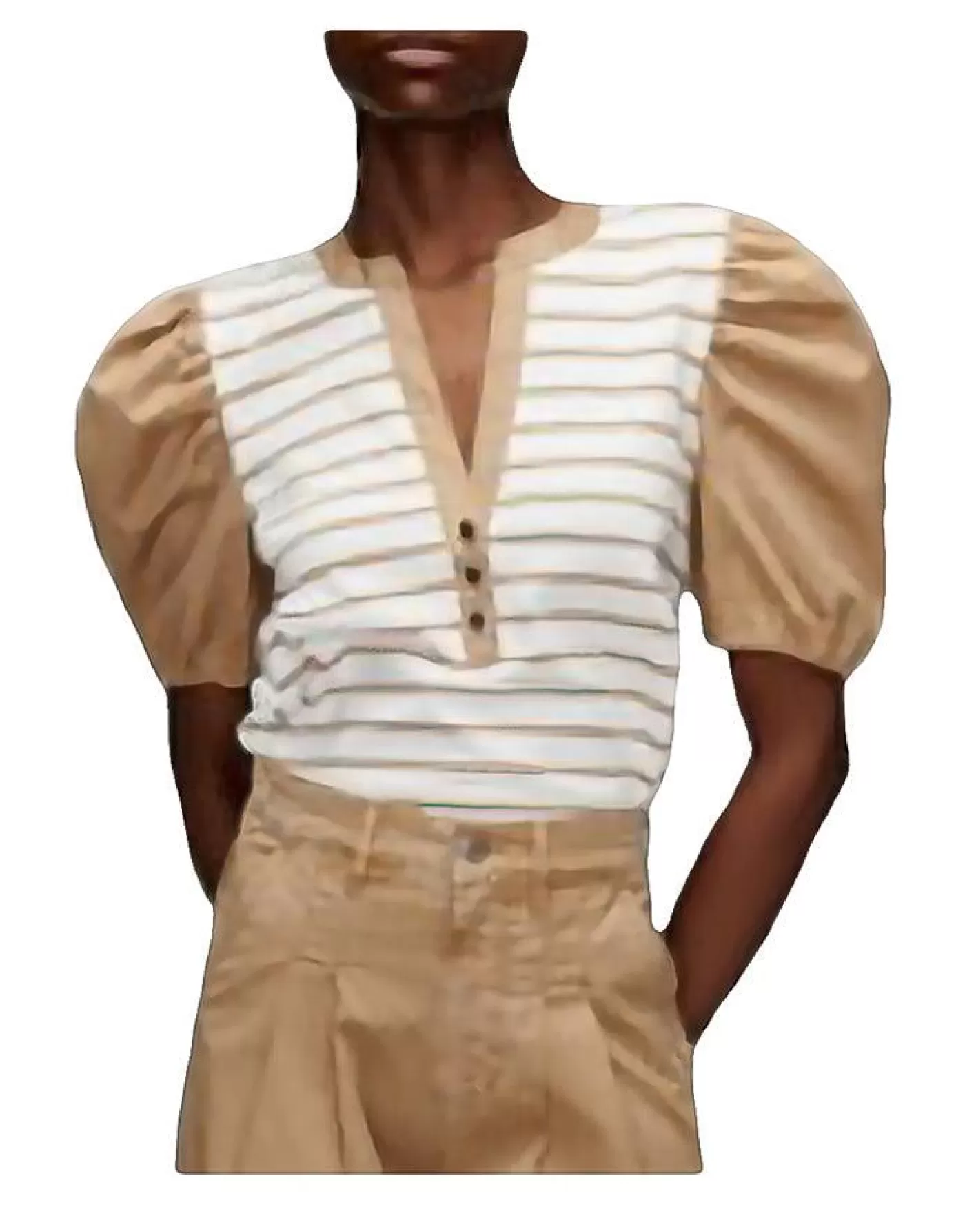 Veronica Beard Kellie Top OFFWHITE/KHAKI Shop