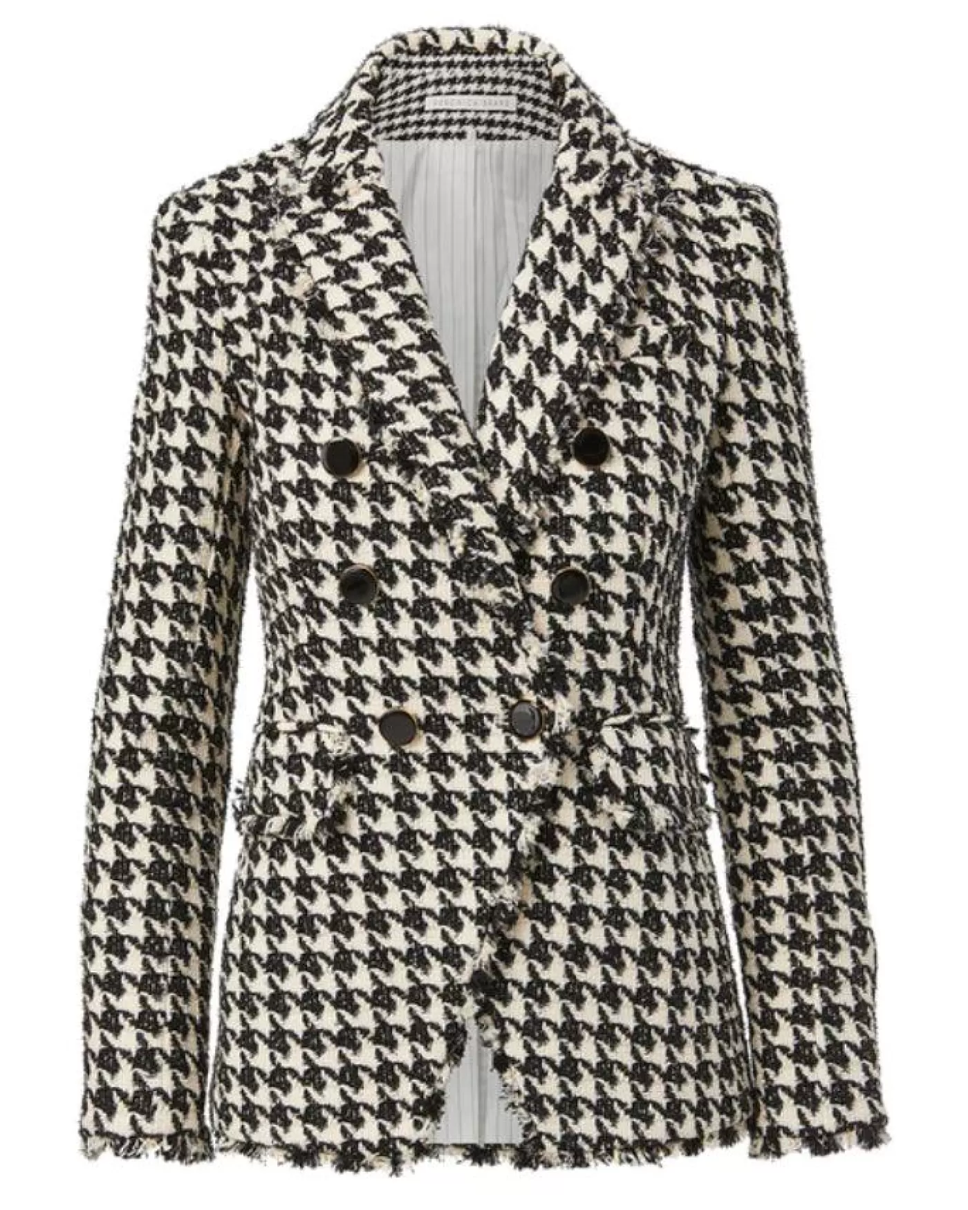 Veronica Beard Miller Houndstooth Dickey Jacket BLACK/OFFWHITE Flash Sale