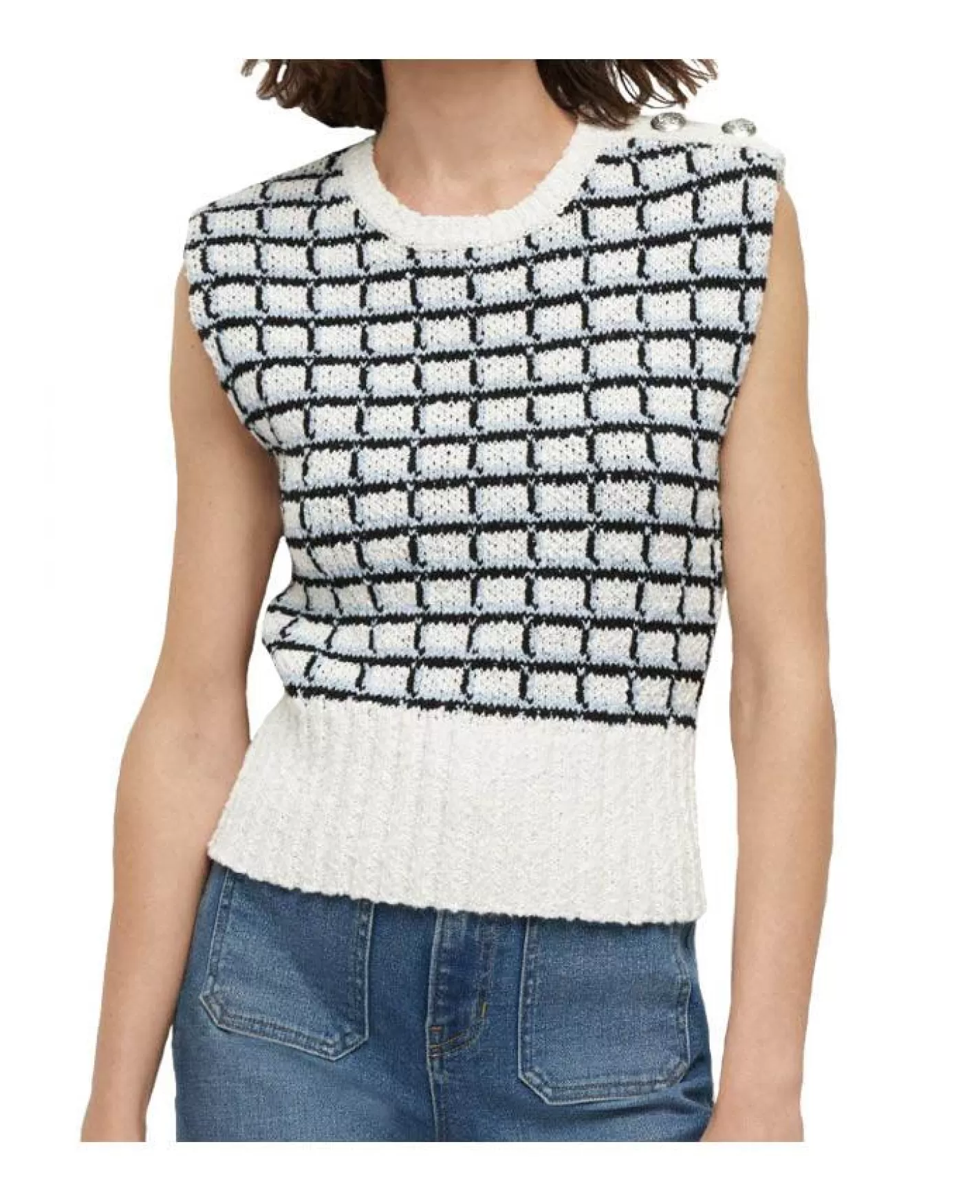 Veronica Beard Nazife Cotton Sweater Tank IVORYMULTI Best