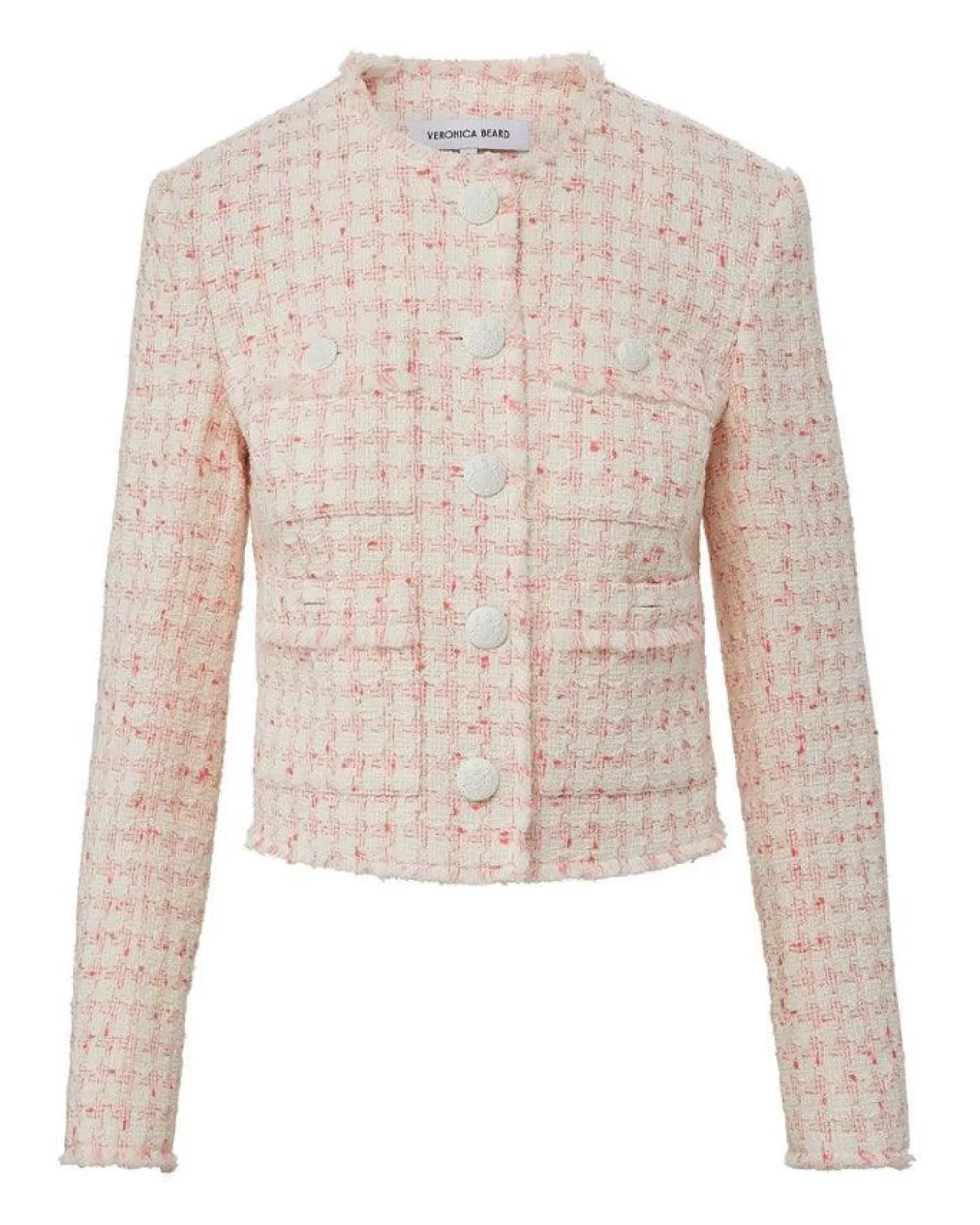 Veronica Beard Olbia Tweed Jacket OFFWHITE/CORAL Store